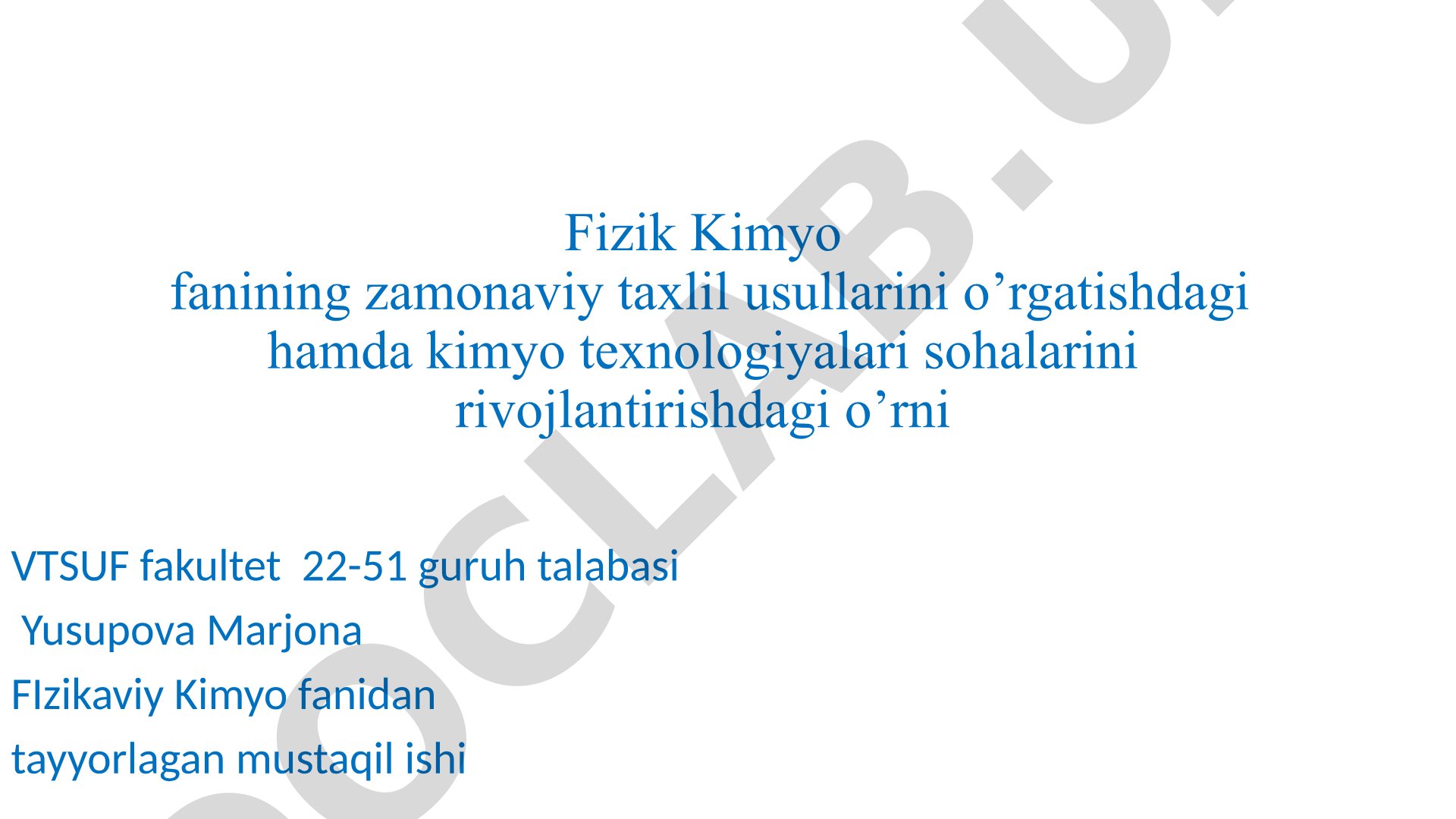 Fizik-kimyoviy tahlilning zamonaviy usullari