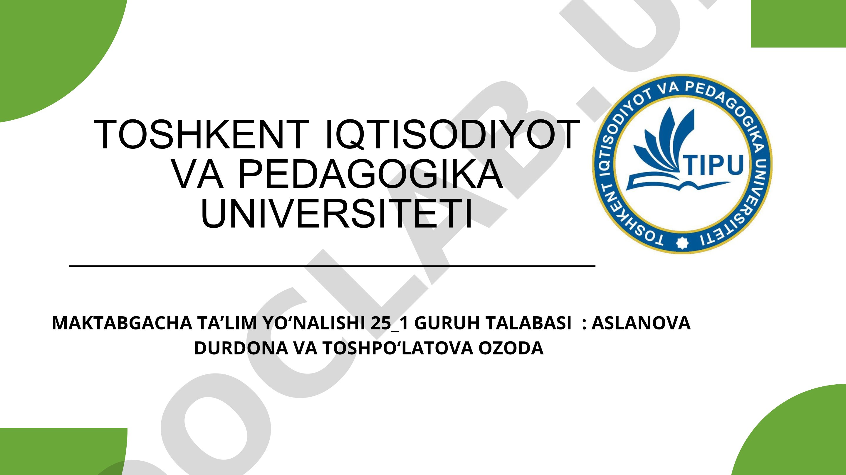 MTTDA RIVOJLANISH MARKAZLARIDA TAʼLIMIY FAOLIYAT JARAYONIDA AKTDAN FOYDALANISH
