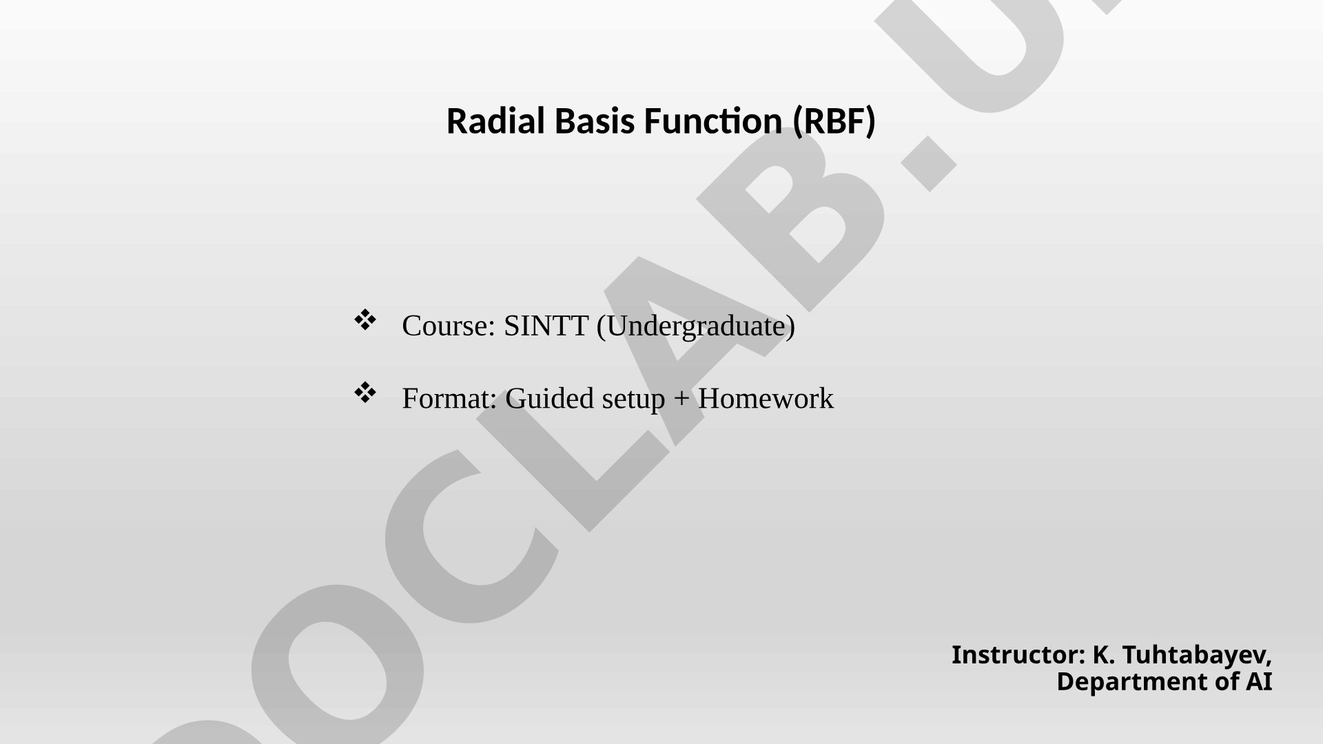 Gaussian Radial Basis Function algorithm for XOR classification