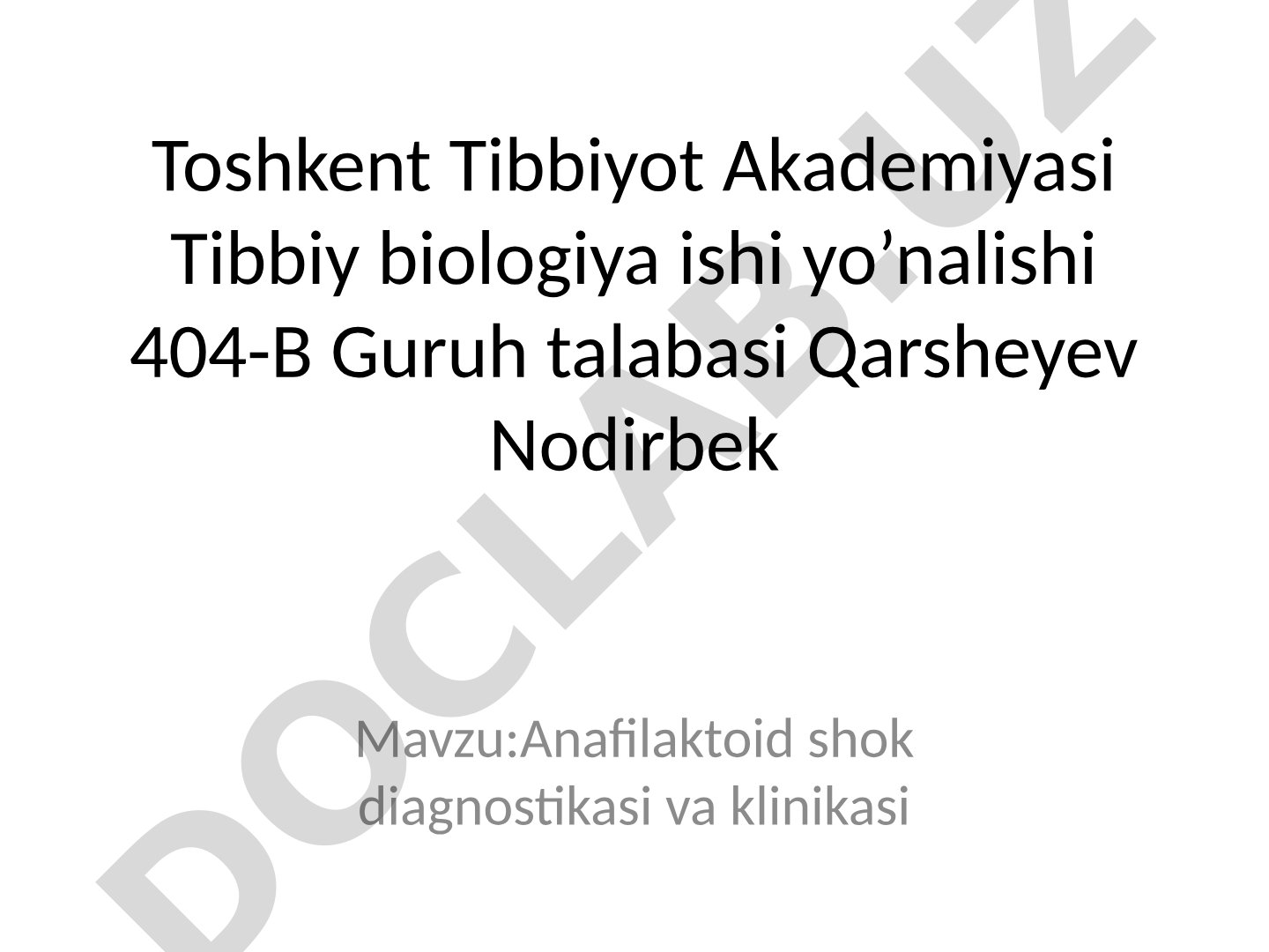 Anafilaktoid shok diagnostikasi va klinikasi