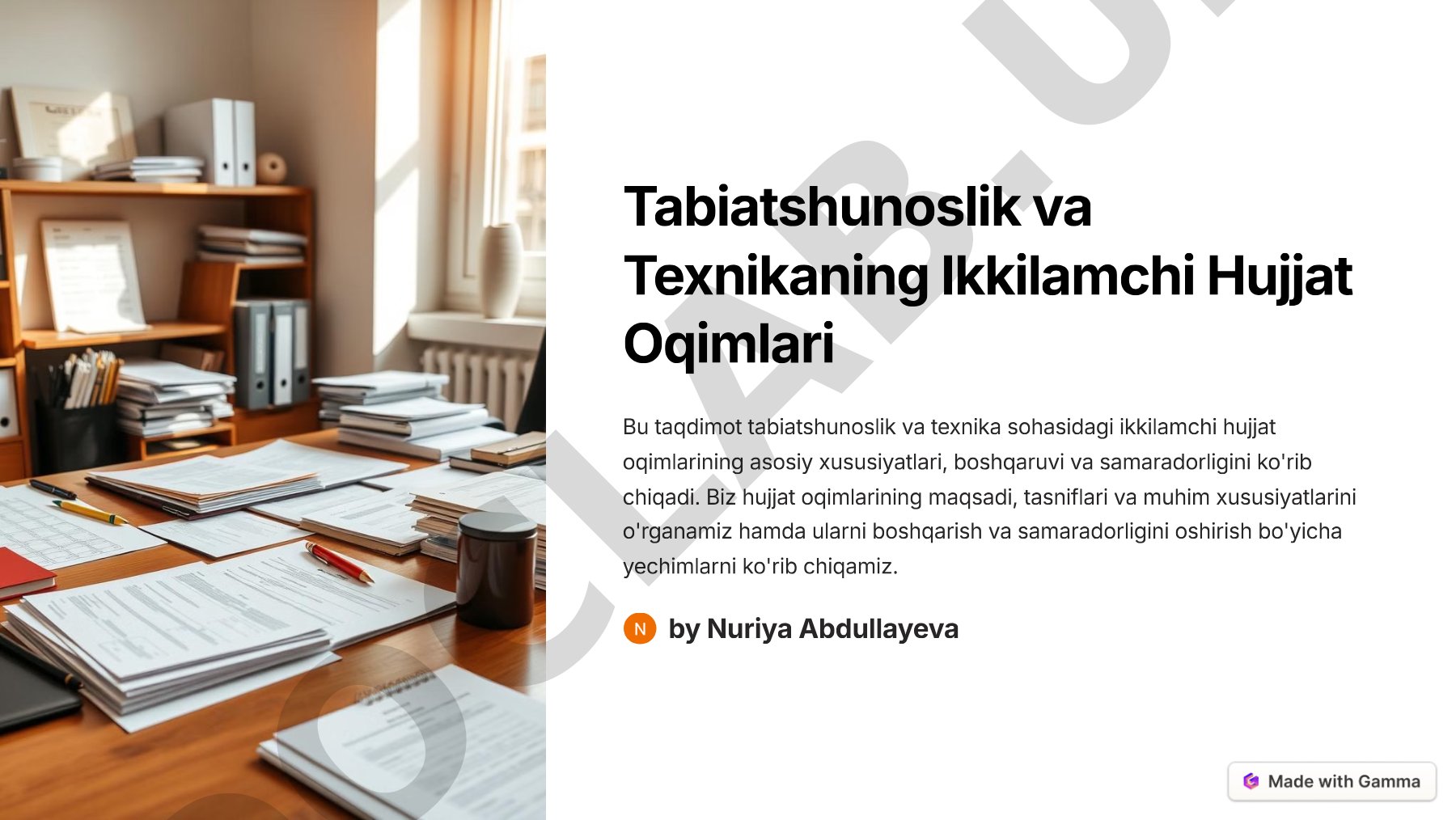 Tabiatshunoslik va Texnikaning Ikkilamchi Hujjat Oqimlari