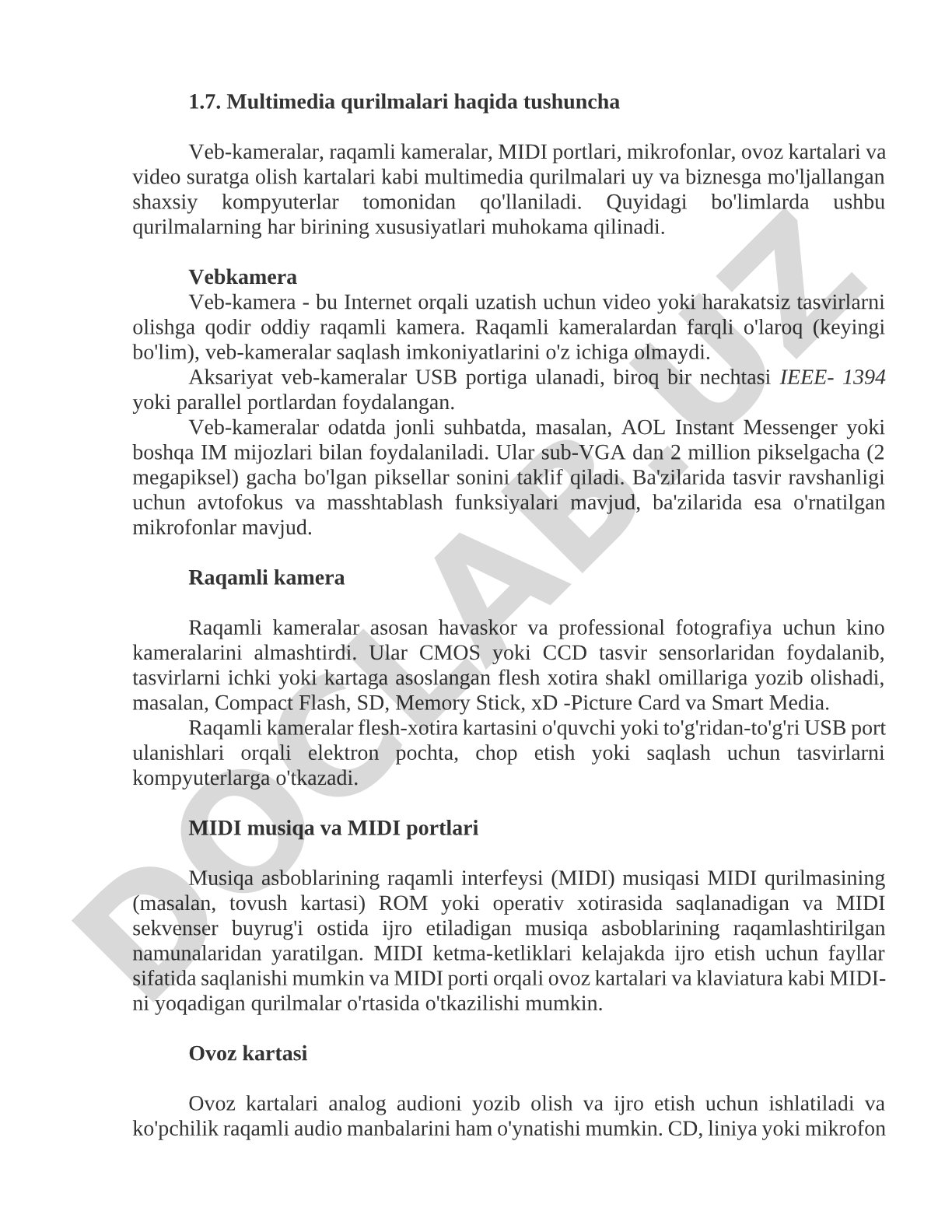 Multimedia qurilmalari haqida tushuncha