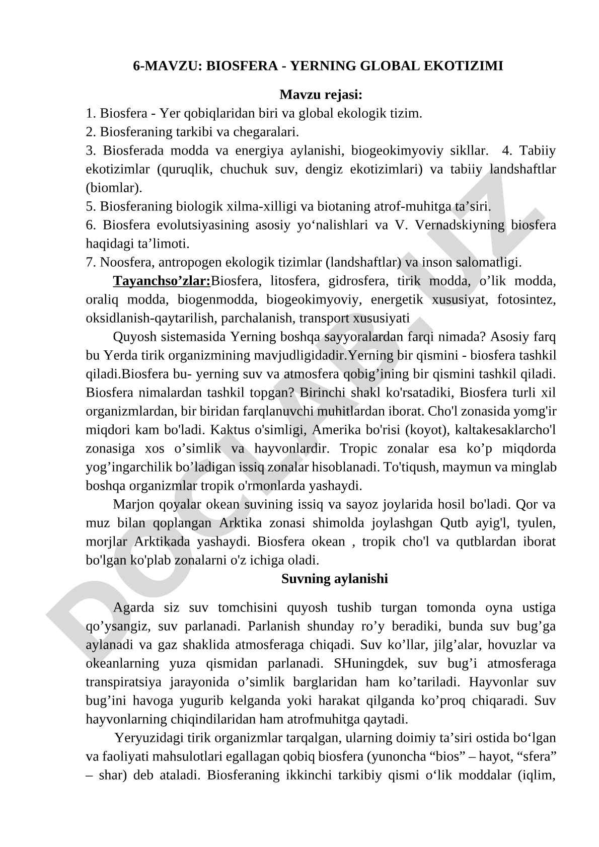 Biosfera - Yerning global ekotizimi