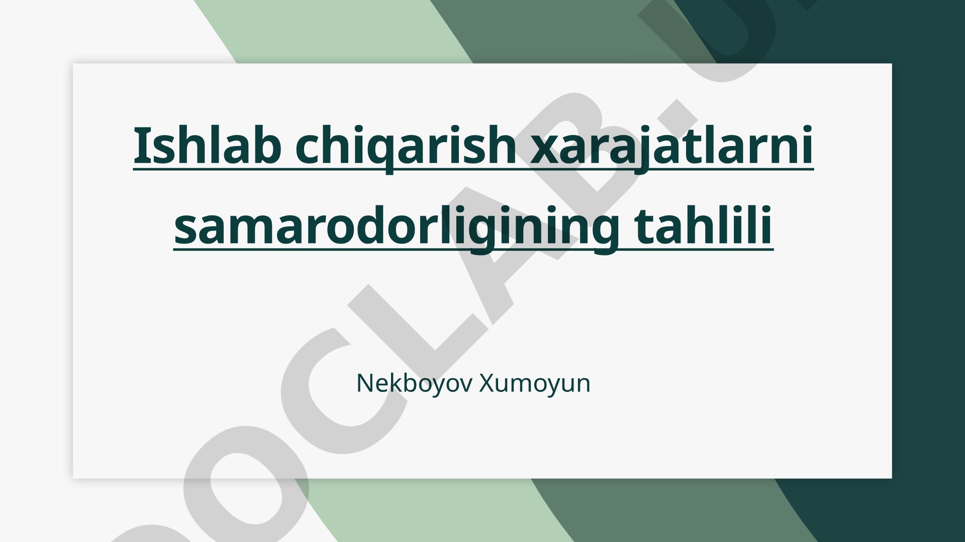 Ishlab chiqarish xarajatlari samaradorligining tahlili
