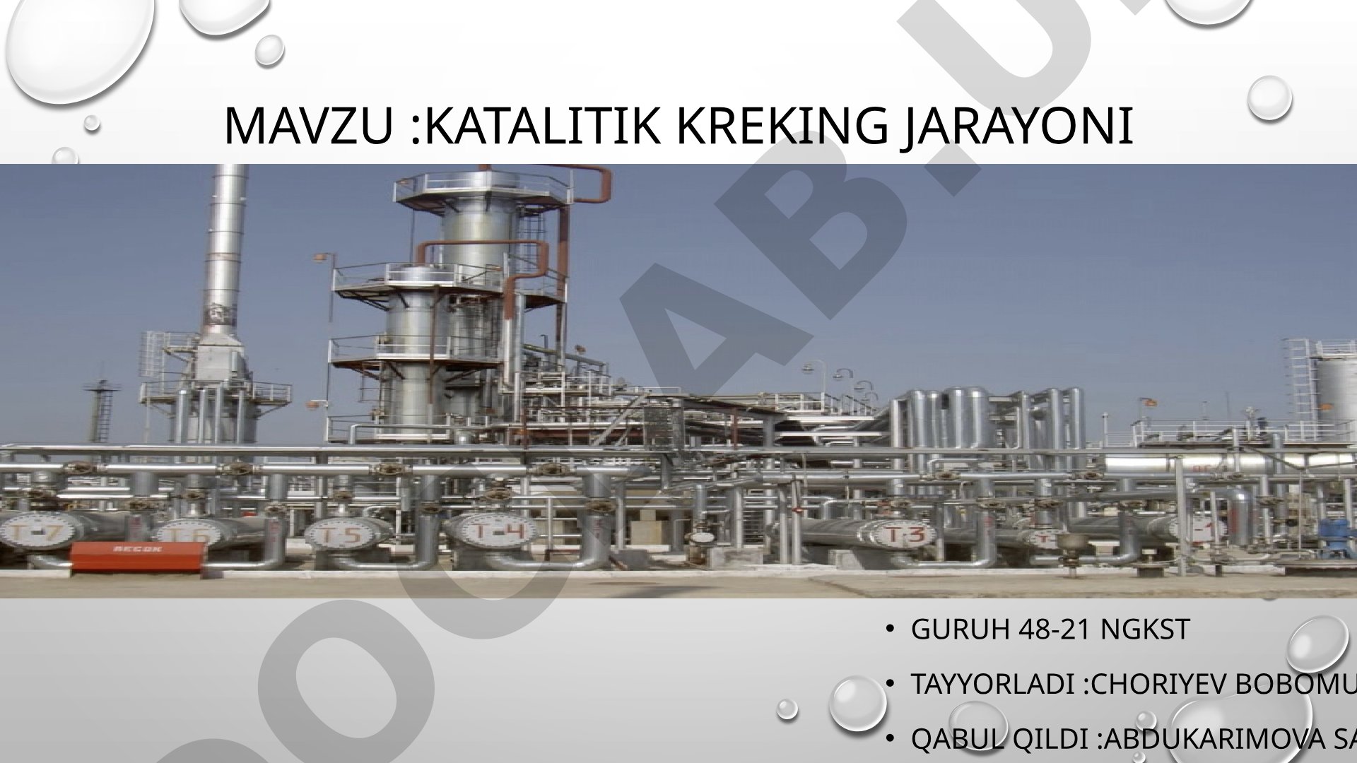 Katalitik kreking jarayoni