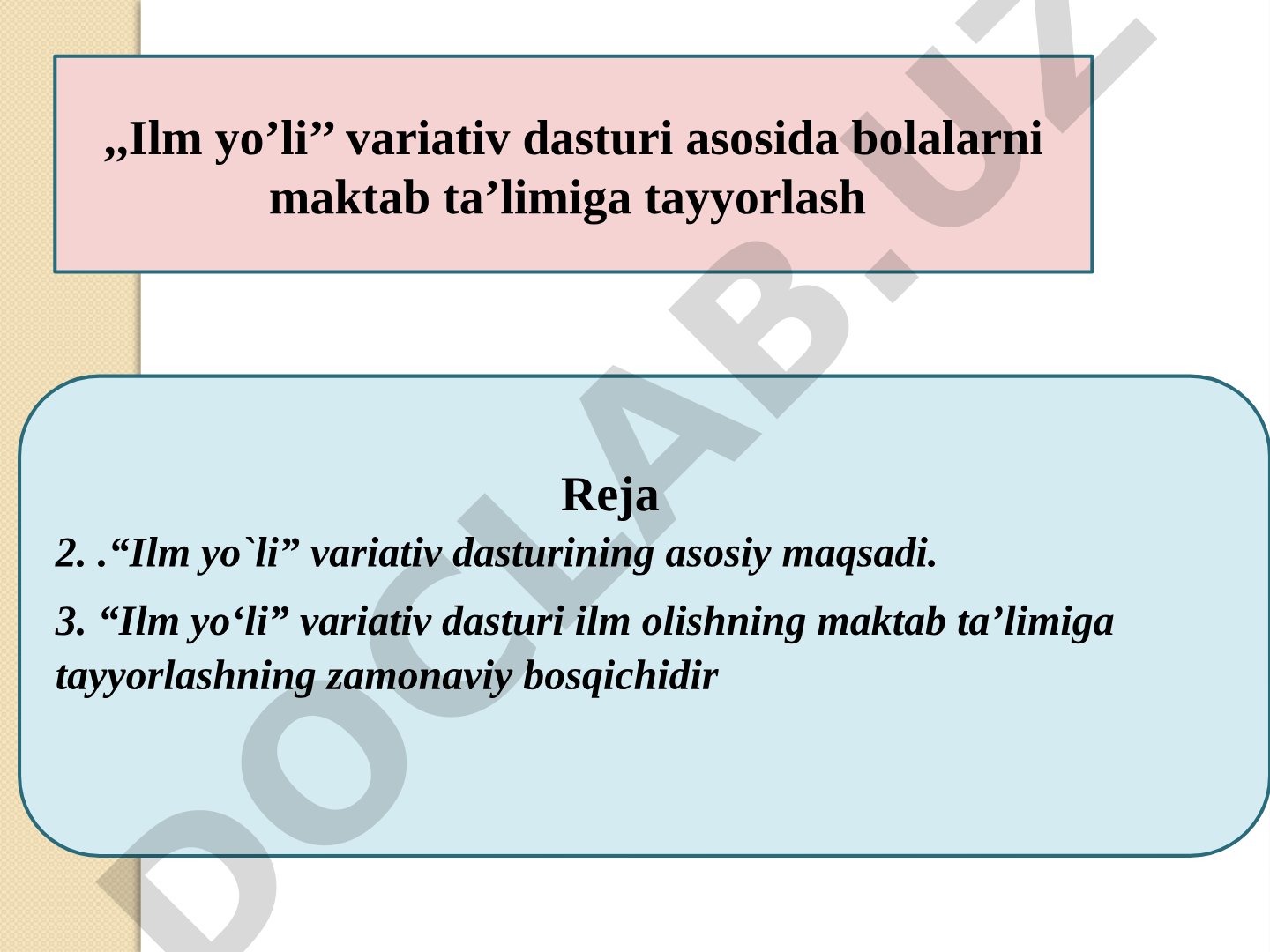 Ilm yo‘li variativ dastur