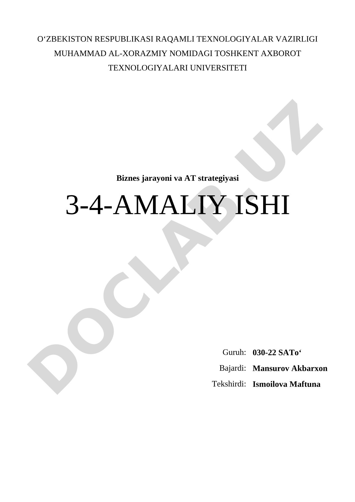 Belgilangan biznes jarayoni uchun bpmn — biznes jarayonlarini modellashtirish yozuvi (masalan, swimlane diagrammasi) asosida model yarating