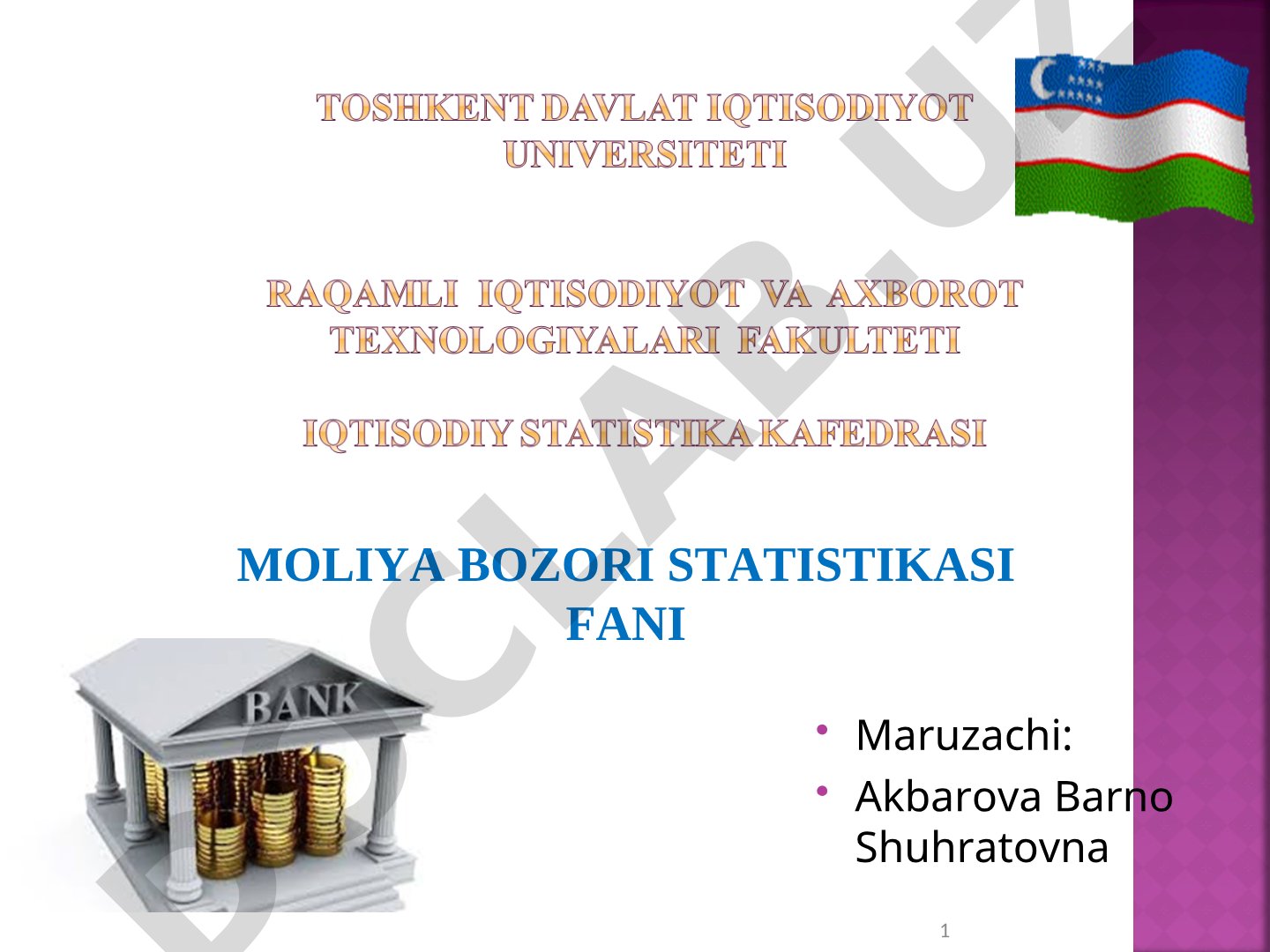 Moliya bozori statistikasi fani