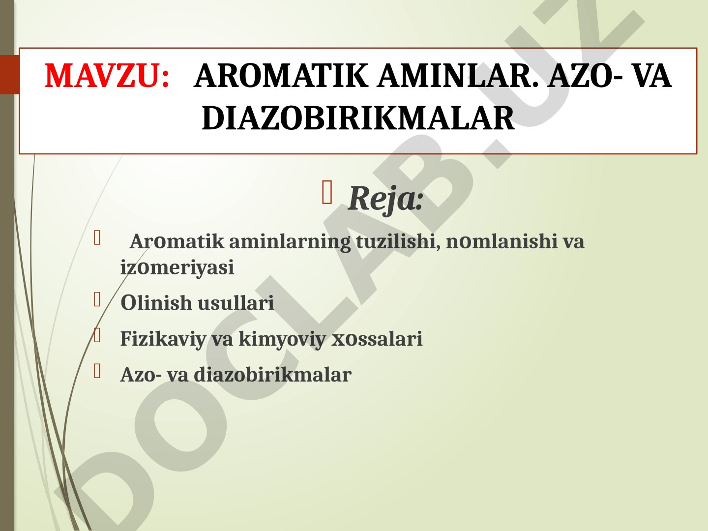 Aromatik aminlar. Azo- va diazobirikmalar