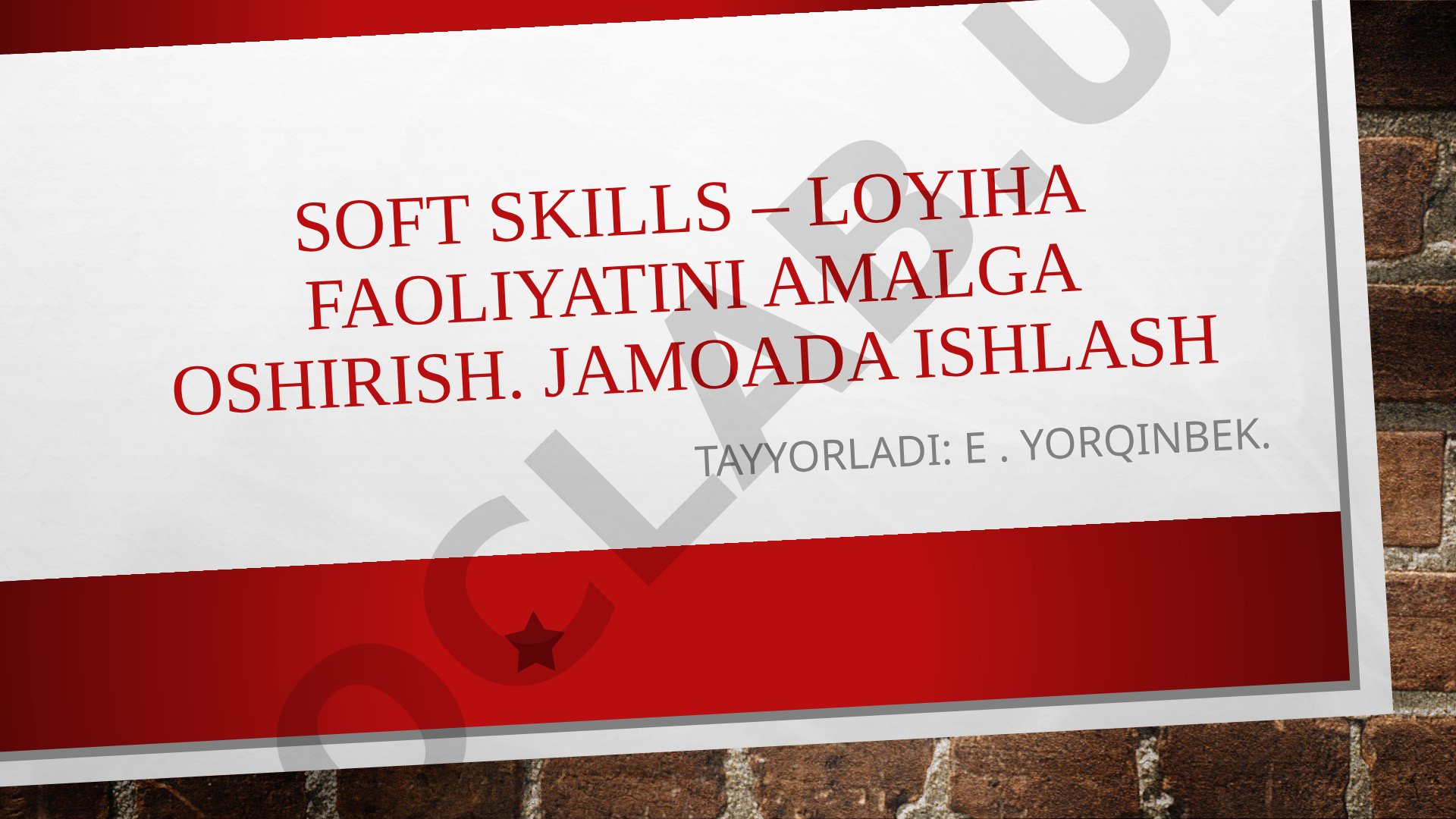 Soft skills – loyiha faoliyatini amalga oshirish. Jamoada ishlash