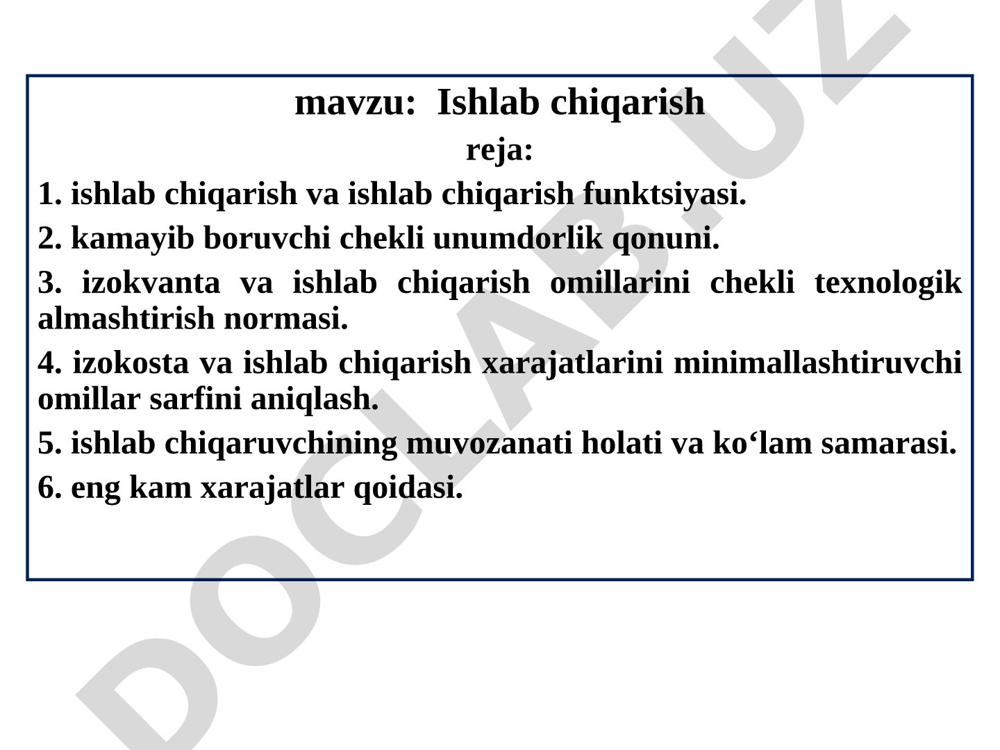 Ishlab chiqarish funktsiyasi, kamayib boruvchi chekli unumdorlik qonuni, izokvanta va