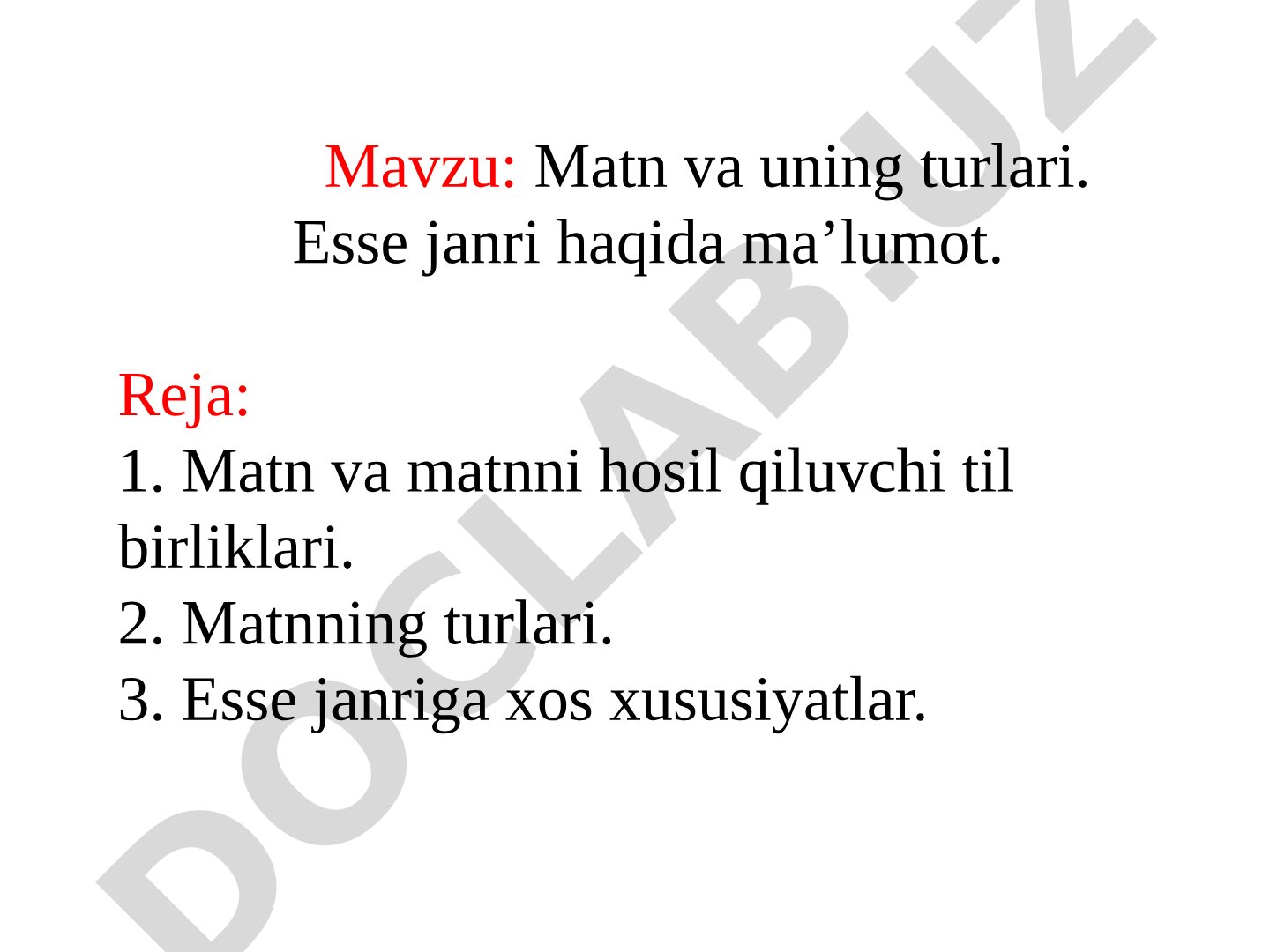 Matn va uning turlari. Esse janri haqida ma’lumot.