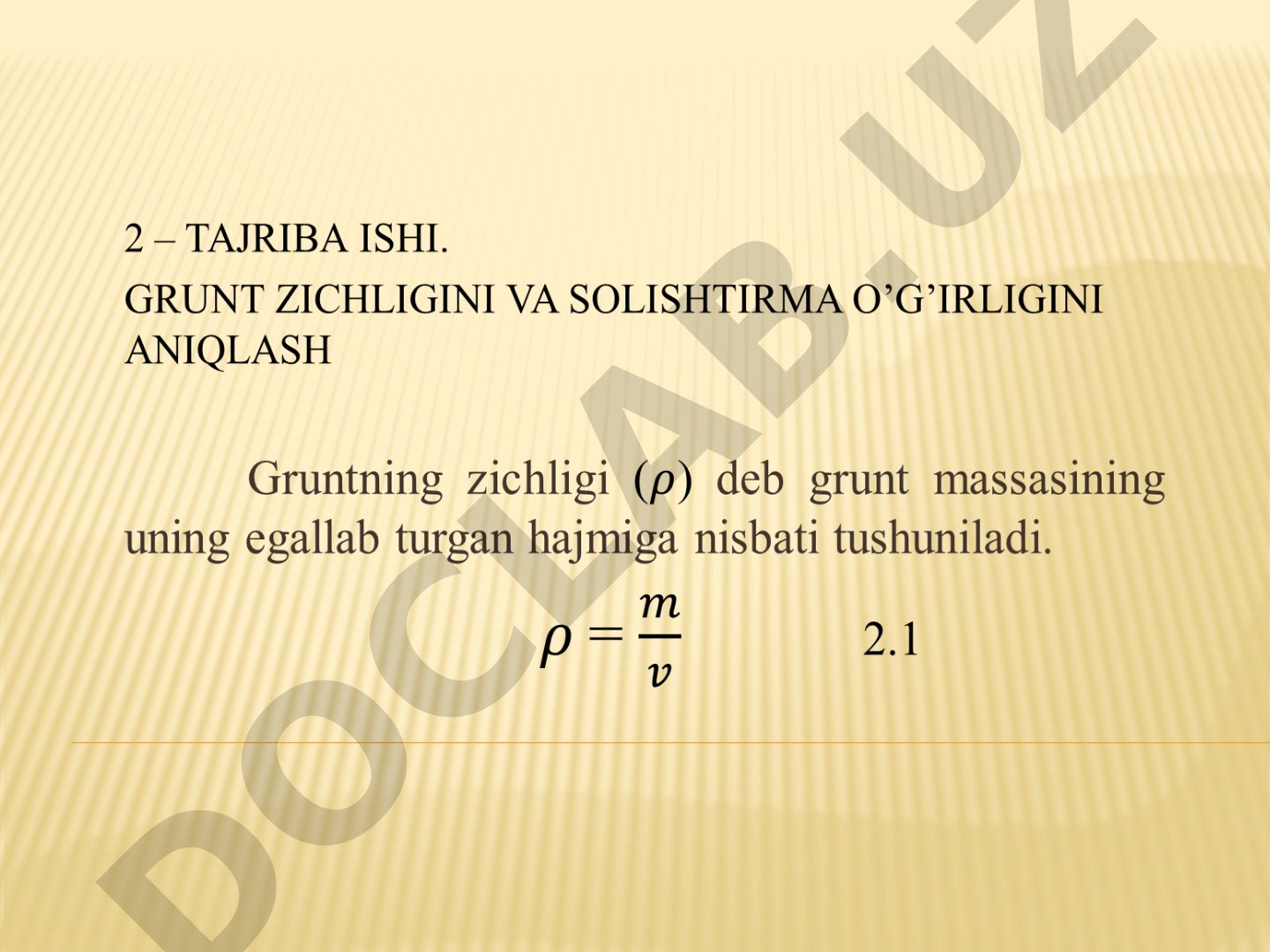 Grunt zichligini va solishtirma og'irligini aniqlash