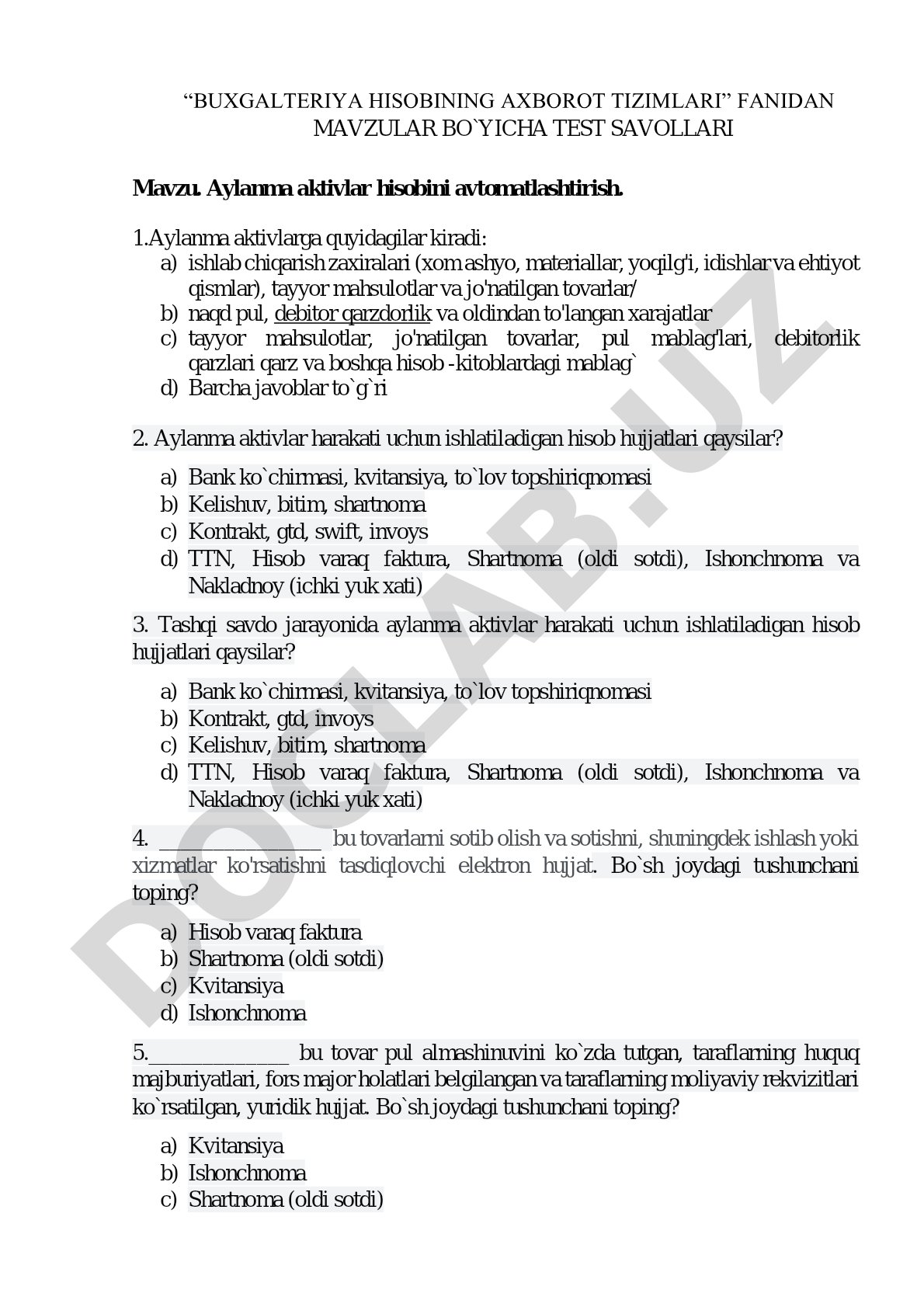 Aylanma aktivlar hisobini avtomatlashtirish