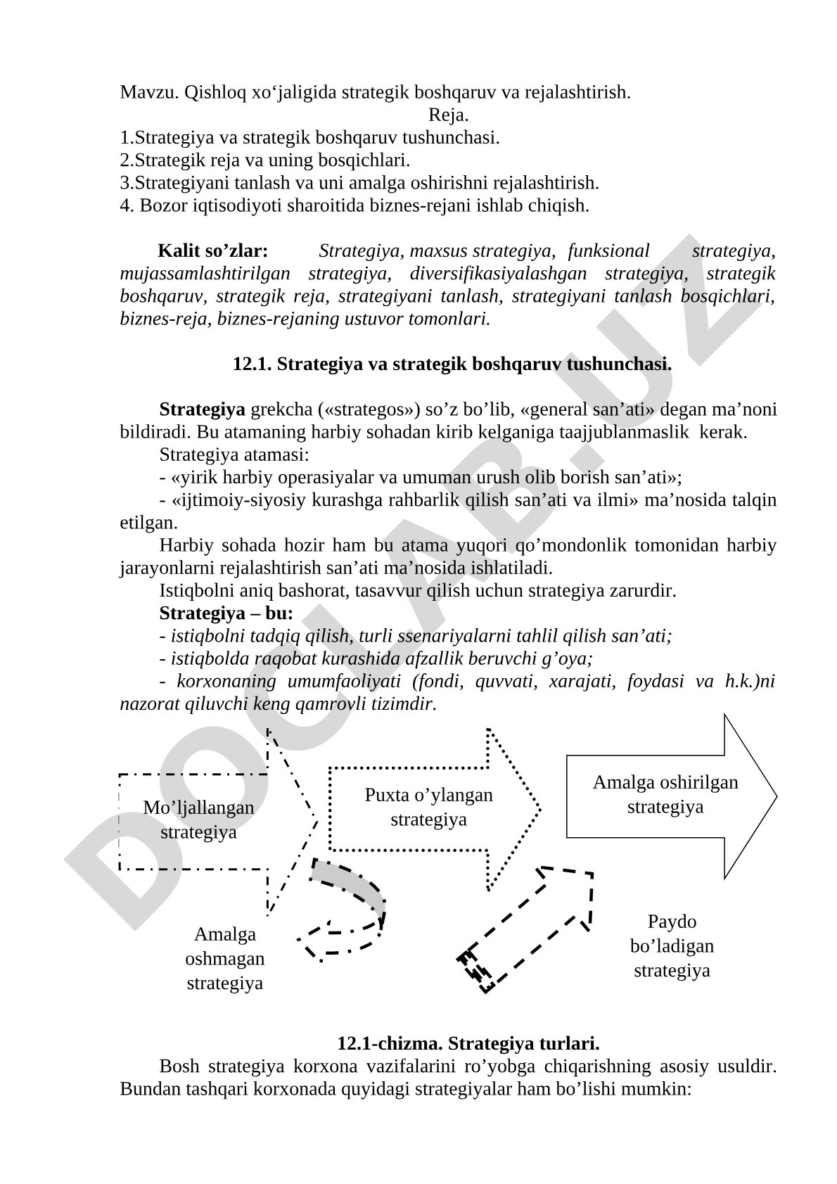 Qishloq xo‘jaligida strategik boshqaruv va rejalashtirish