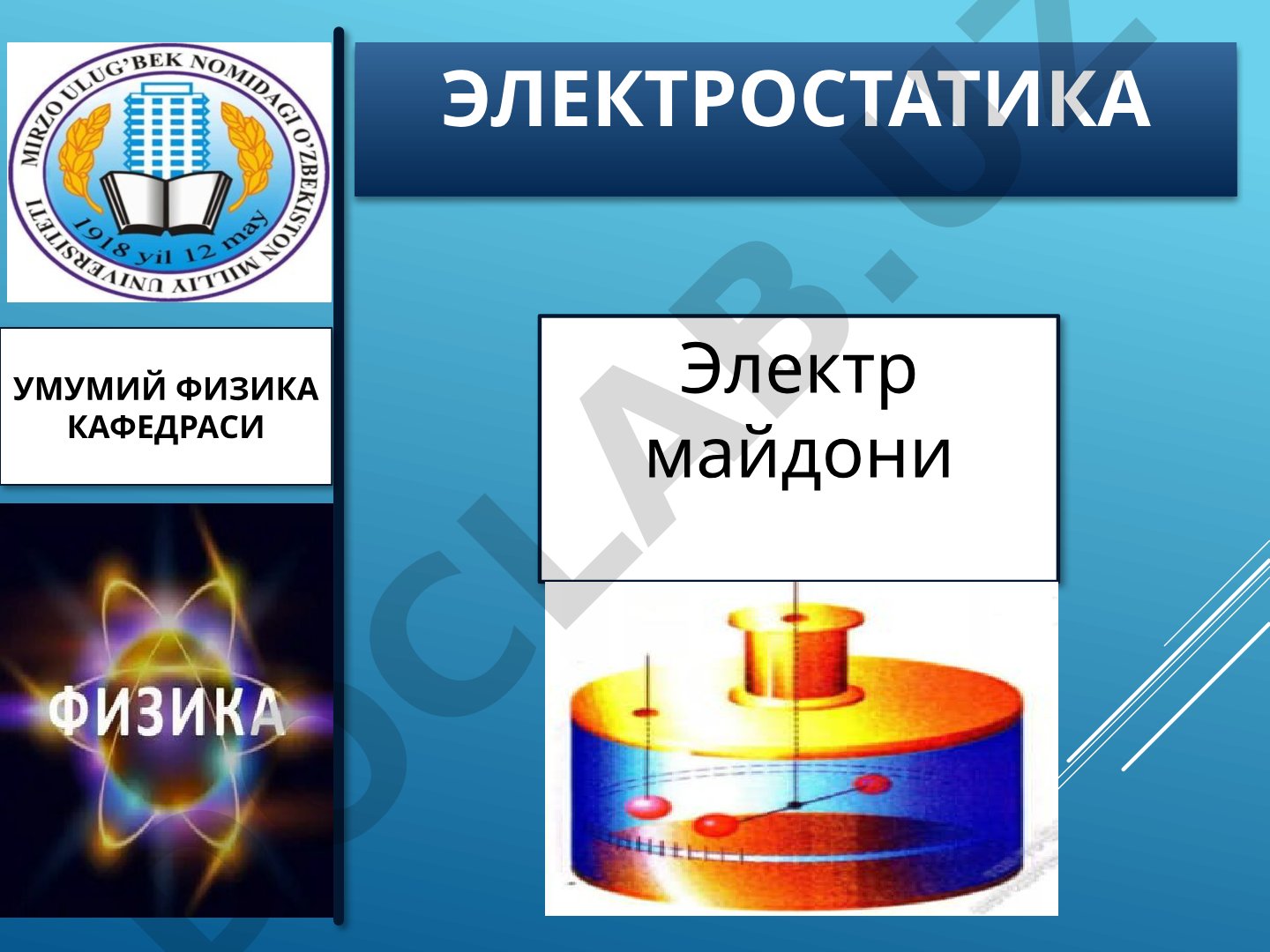 Elektrostatika: elektr maydoni va kuchlanganligi