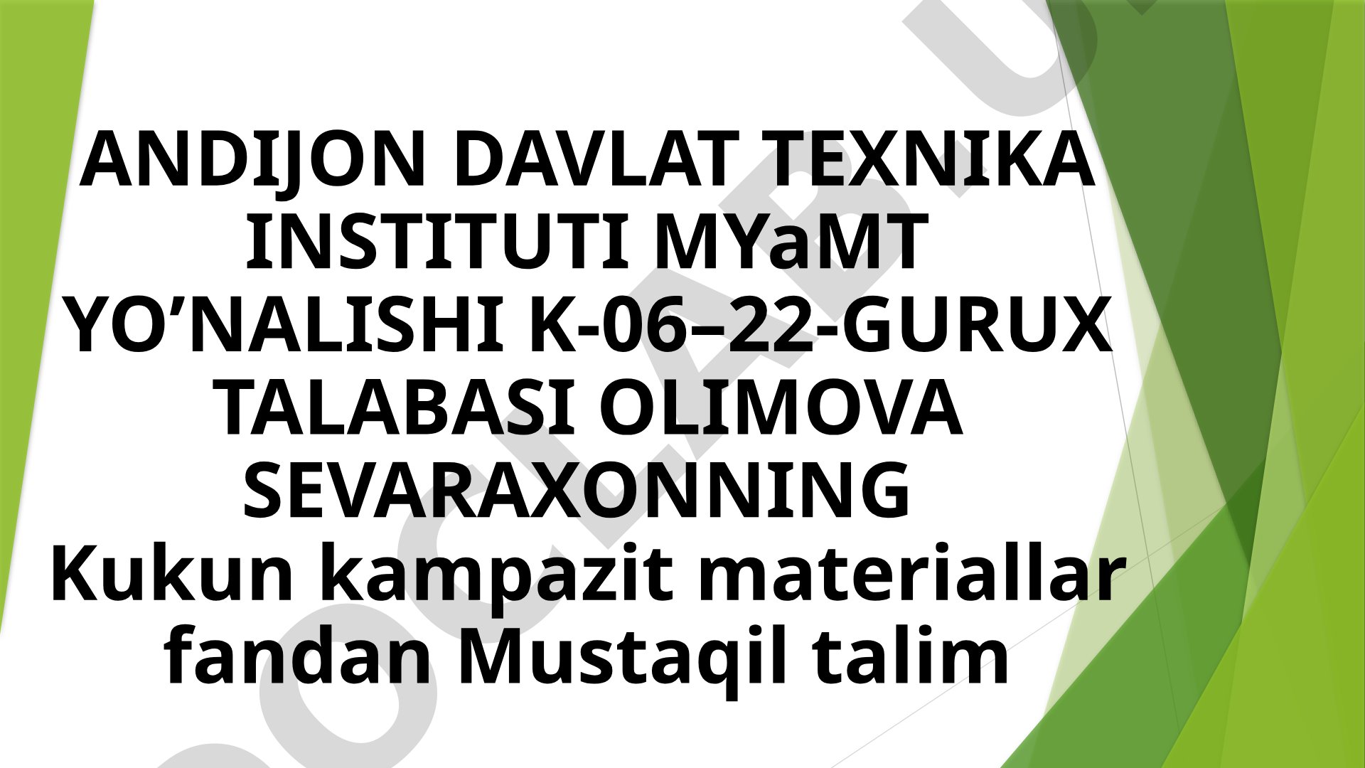 Kukundan mahsulotlar olishni kimyoviy usullari