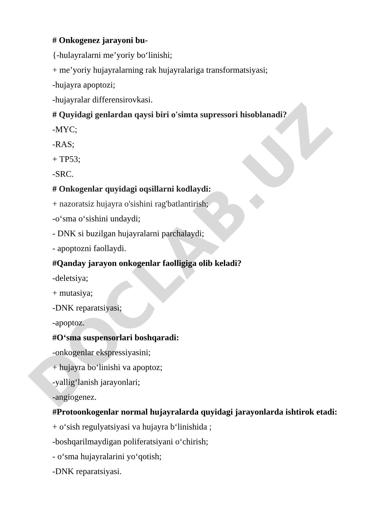 Onkogenez jarayoni va onkogenlar