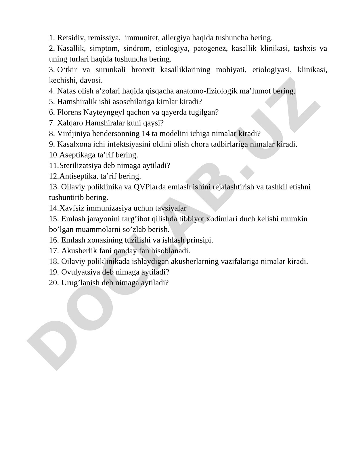 Retsidiv, remissiya, immunitet, allergiya va bronxit haqida tushuncha