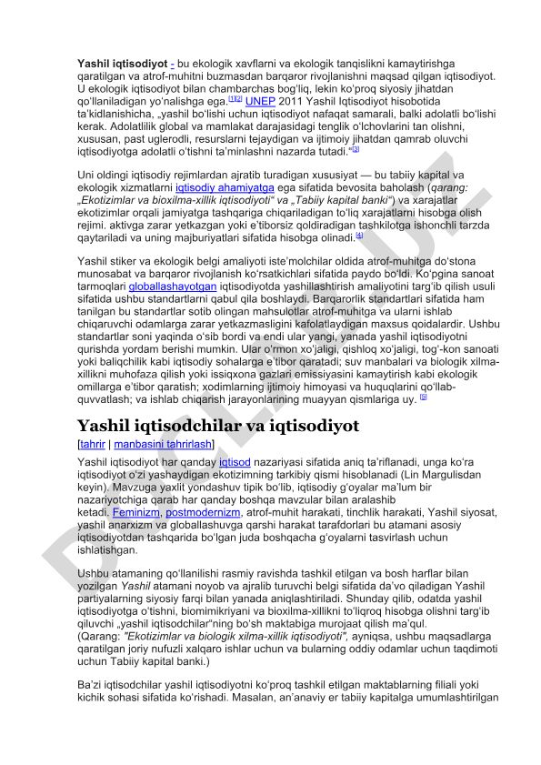 Yashil iqtisodiyot: ekologik xavflarni kamaytirish va barqaror rivojlanish