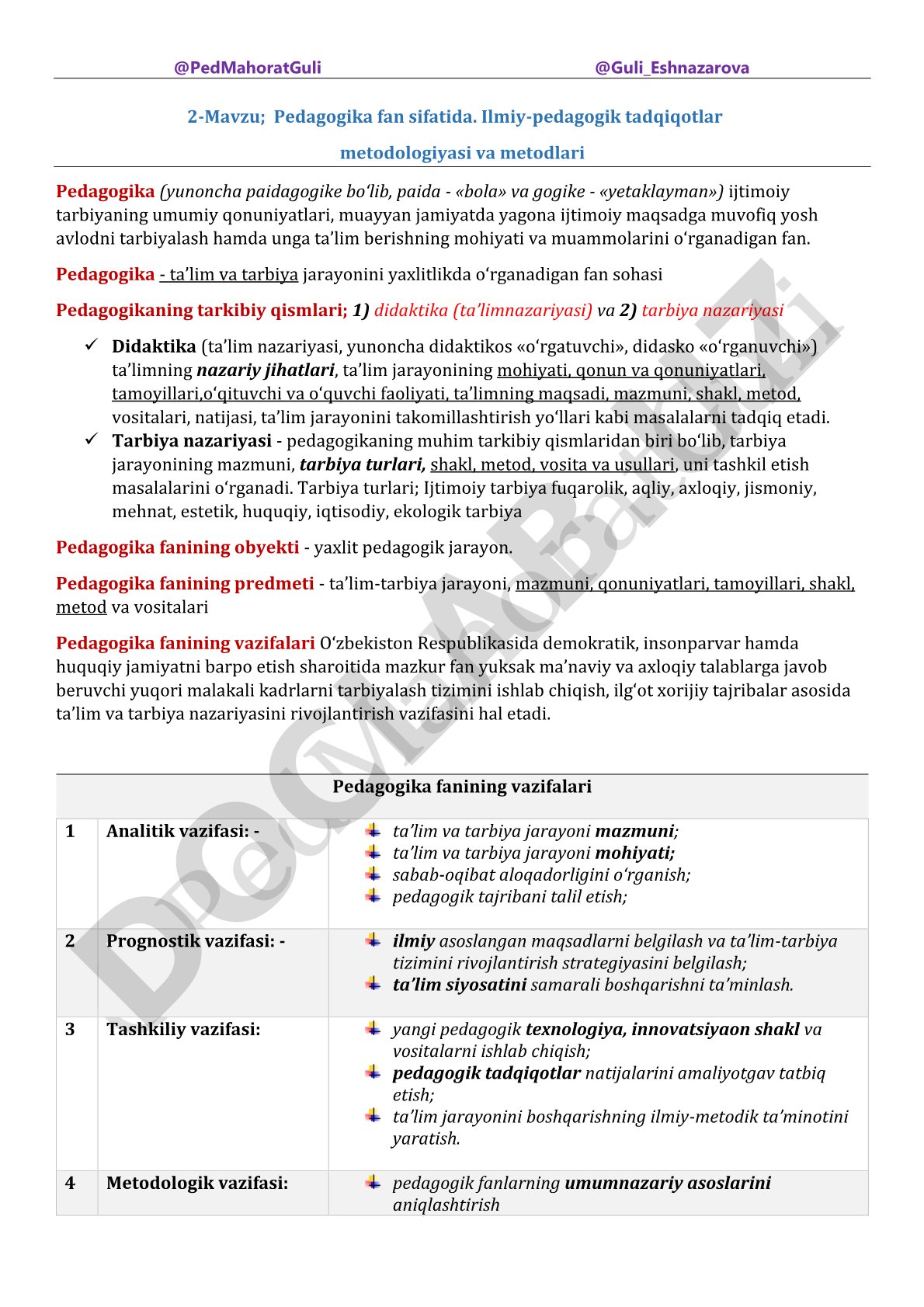 Pedagogika fan sifatida. Ilmiy-pedagogik tadqiqotlar metodologiyasi va metodlari