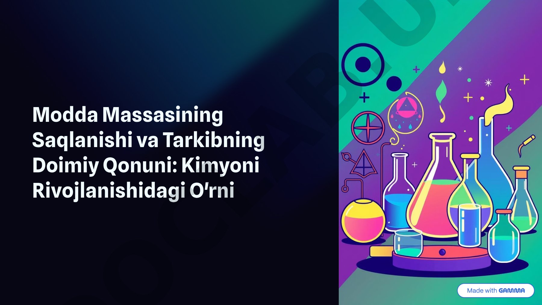Modda Massasining Saqlanishi va Tarkibning Doimiy Qonuni