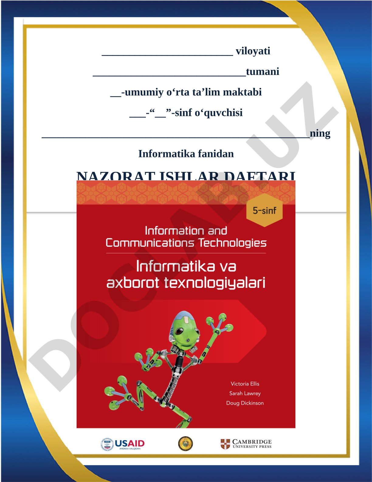 Informatika fanidan nazorat ishi