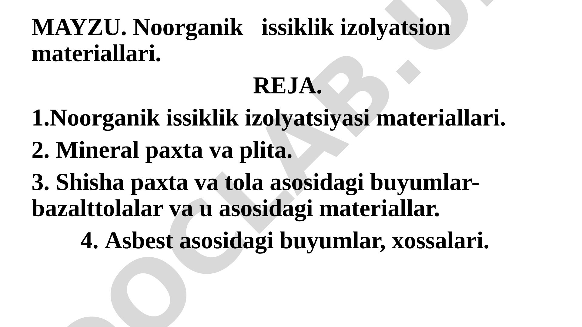 Noorgаnik issiklik izolyatsion mаteriаllаri