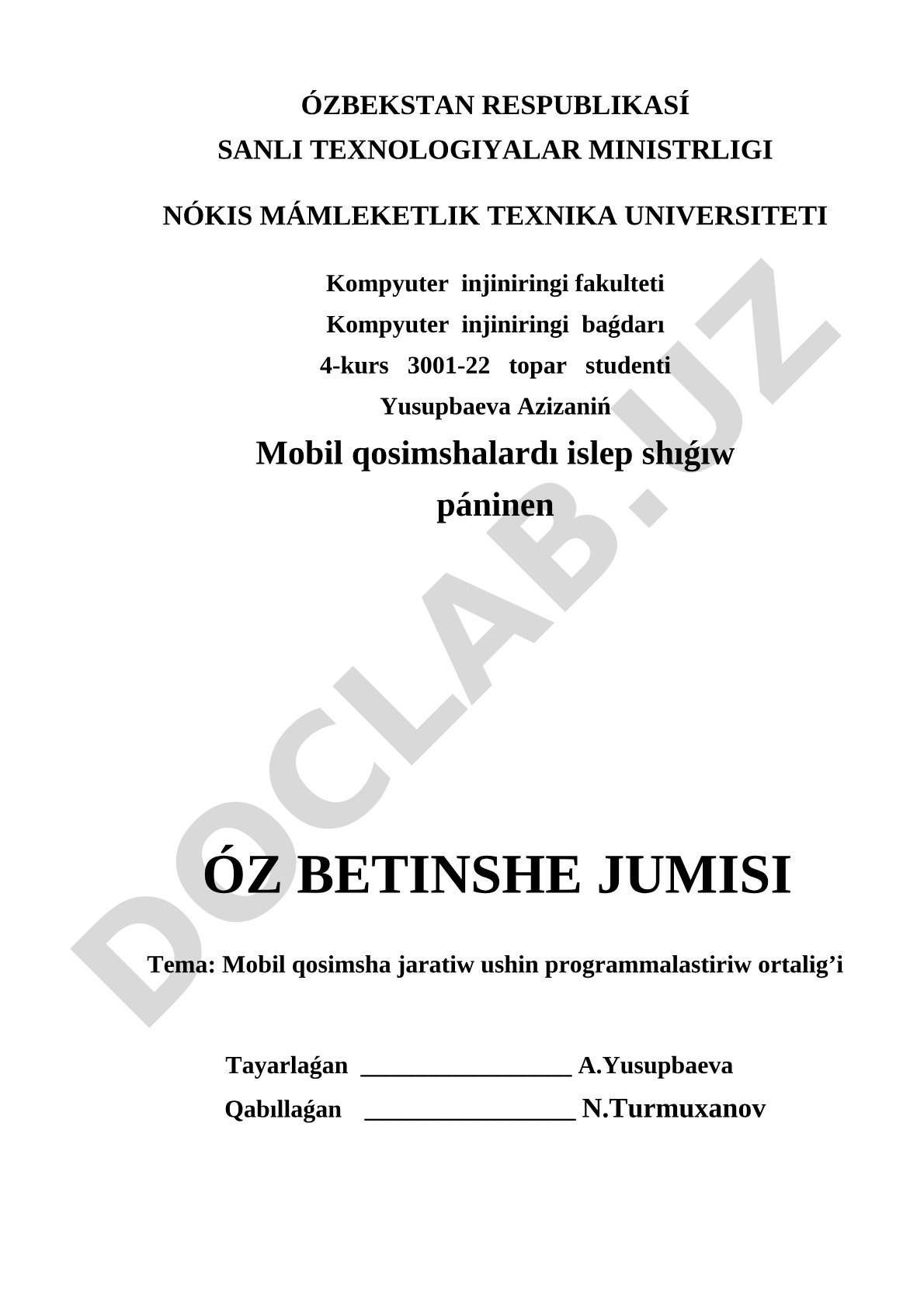 Mobil qosimsha jaratiw ushin programmalastiriw ortalig'i
