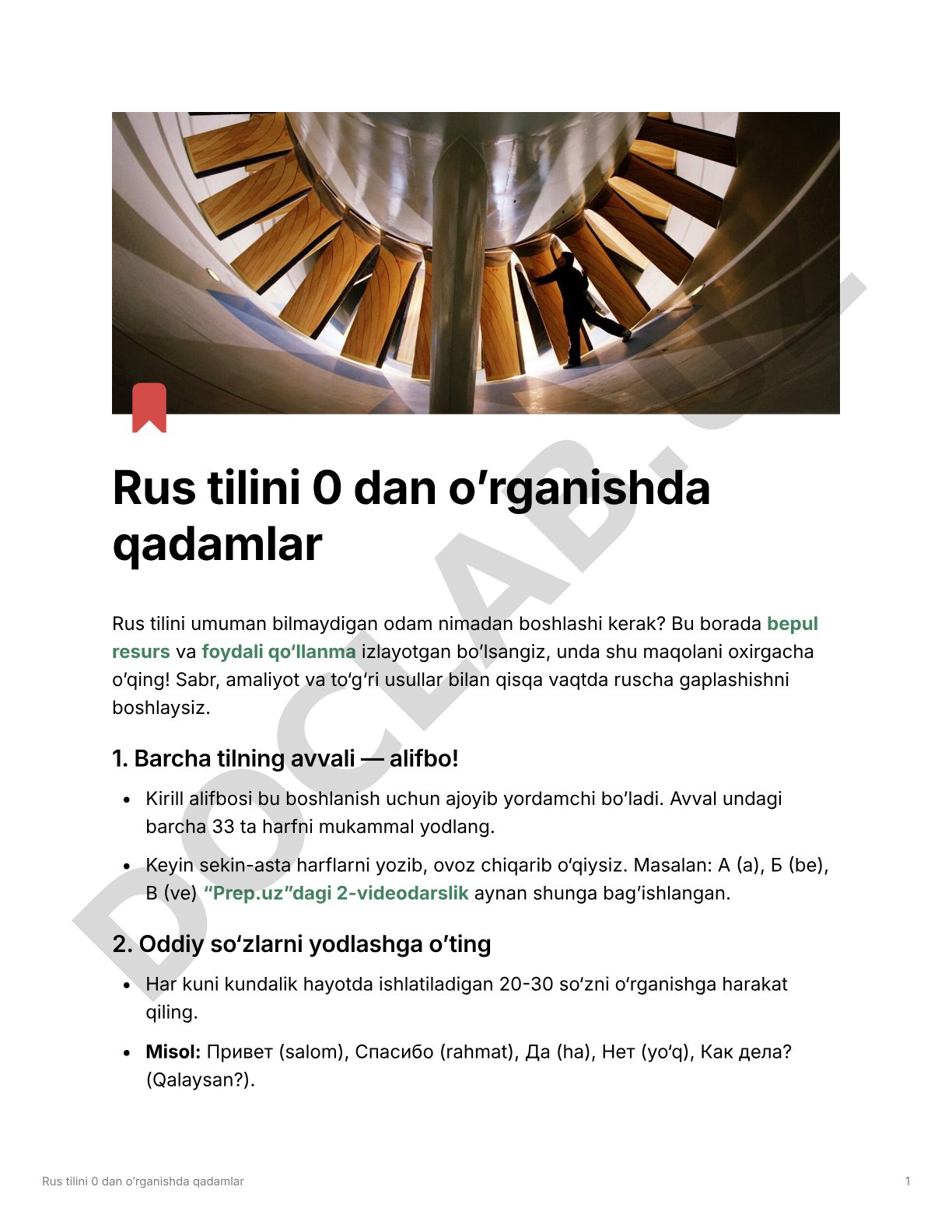 Rus tilini 0 dan o'rganishda qadamlar