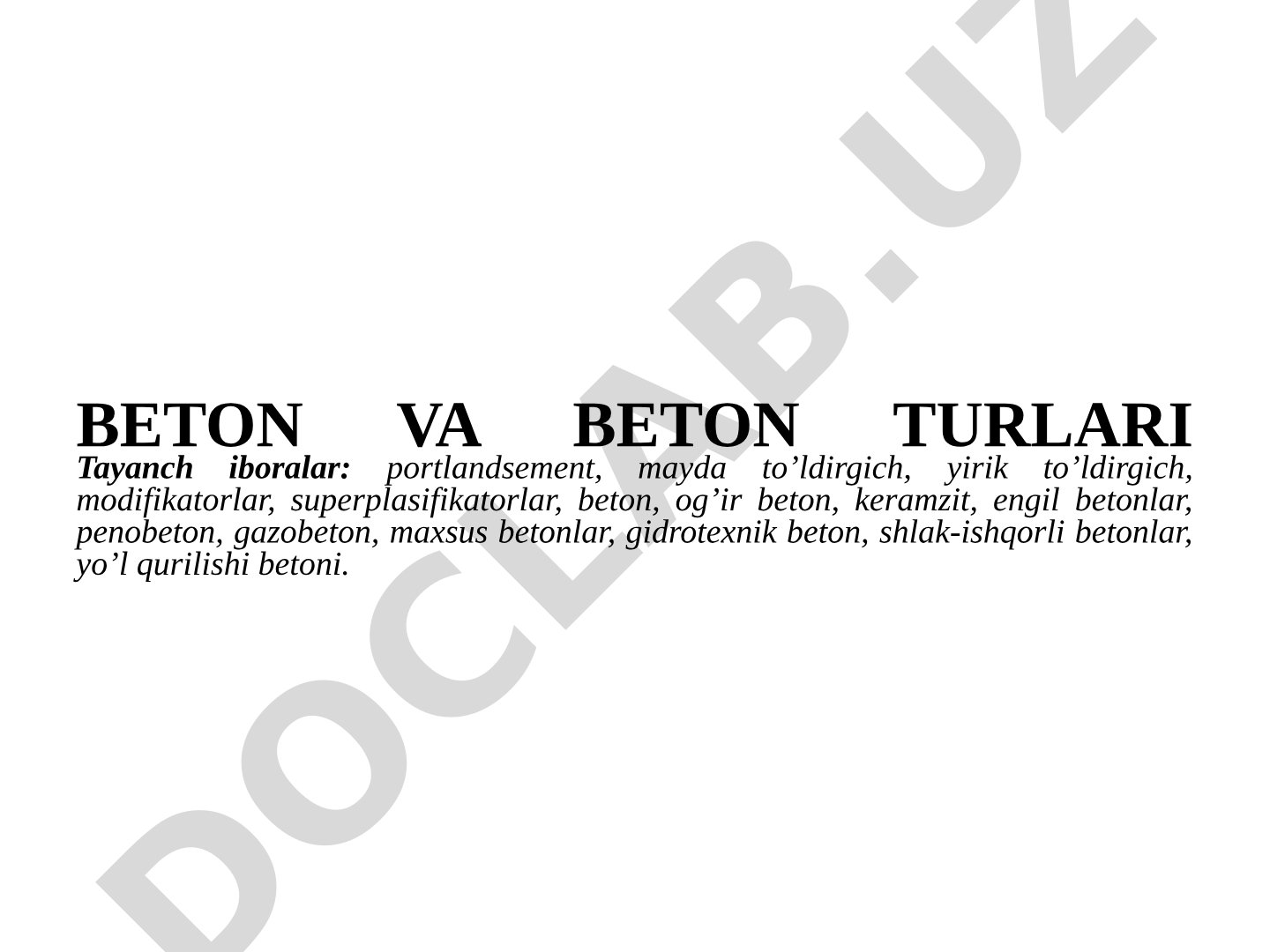 Beton va beton turlari