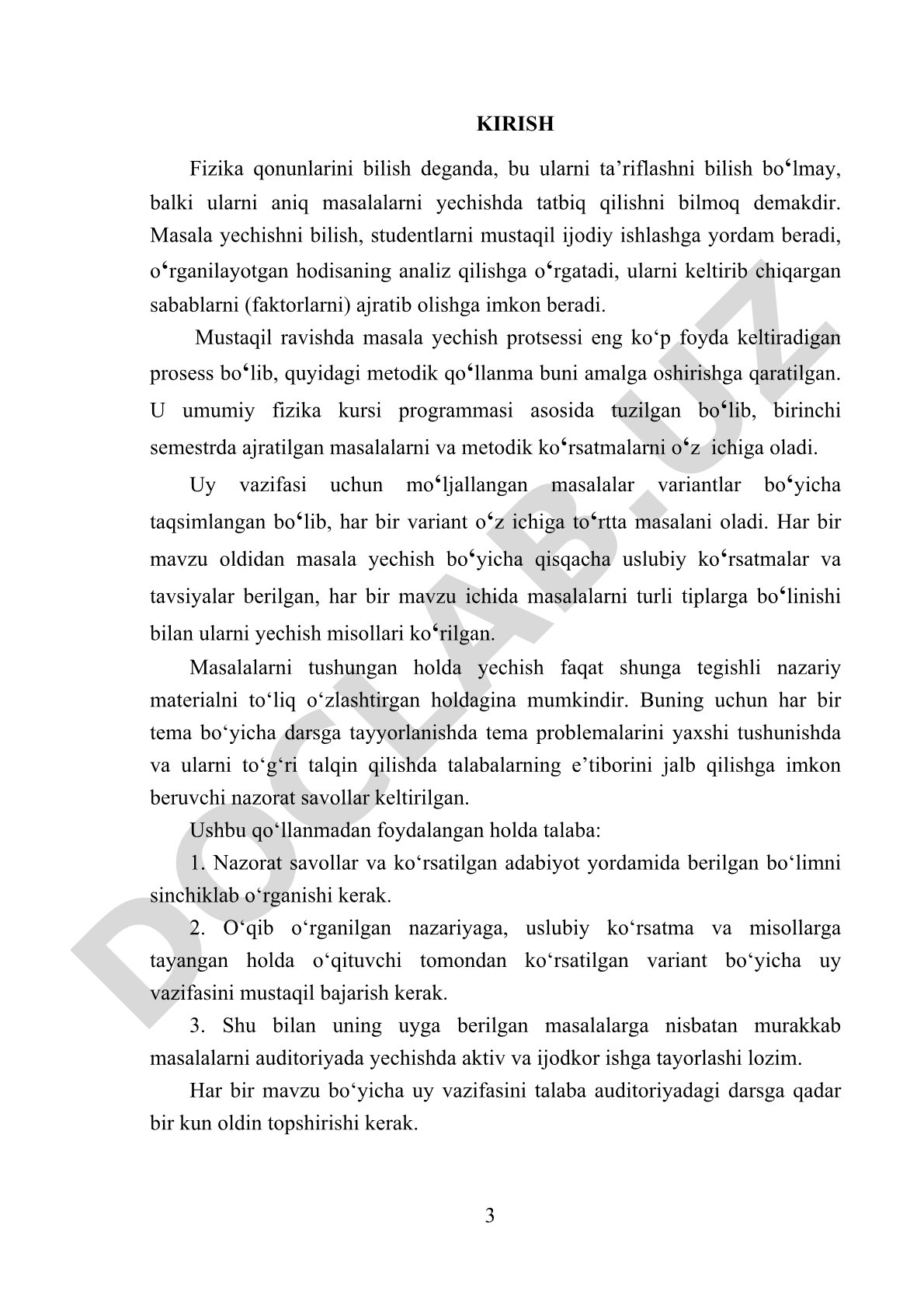 Fizika masalalarini yechish metodik qo'llanmasi