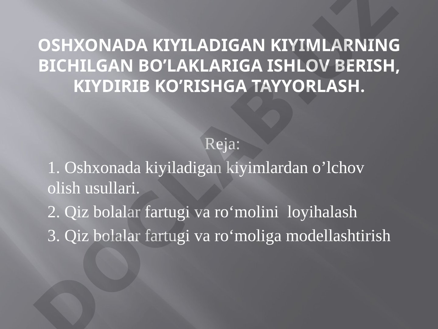 Qiz bolalar fartugi va ro‘molini loyihalash