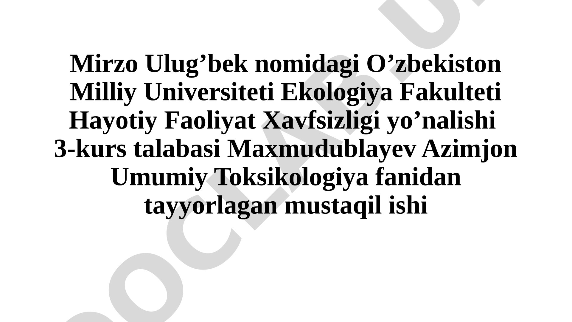 Kimyoviy toksikologik tahlil obektlari, ularning belgilari