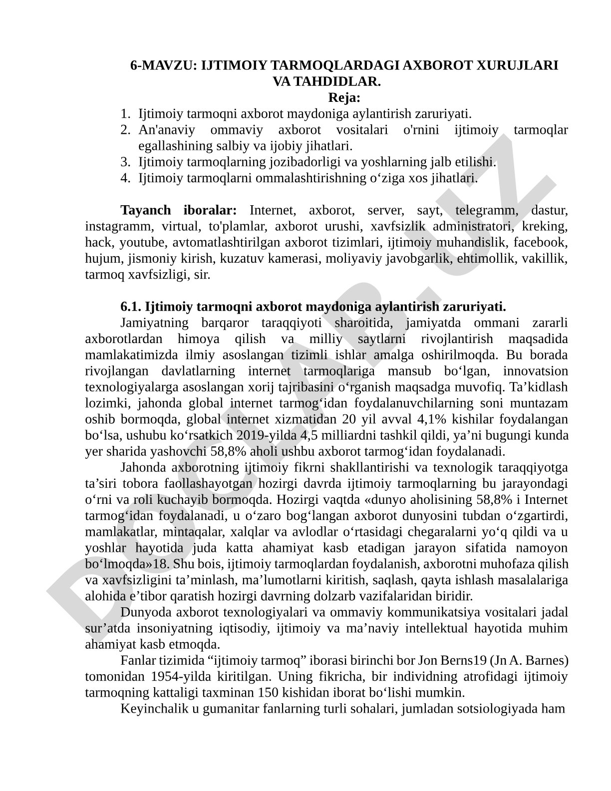 Ijtimoiy tarmoqlardagi axborot xurujlari va tahdidlar