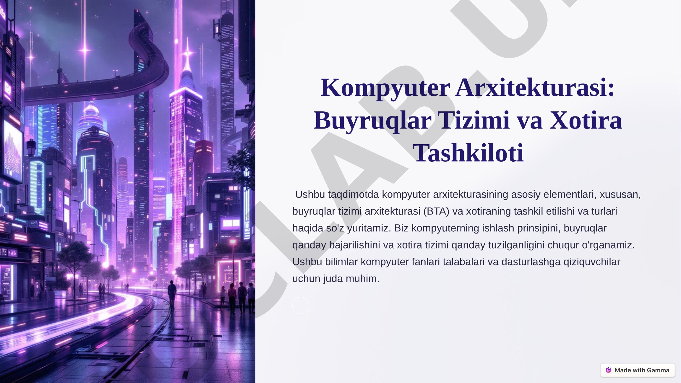 Kompyuter Arxitekturasi: Buyruqlar Tizimi va Xotira Tashkiloti