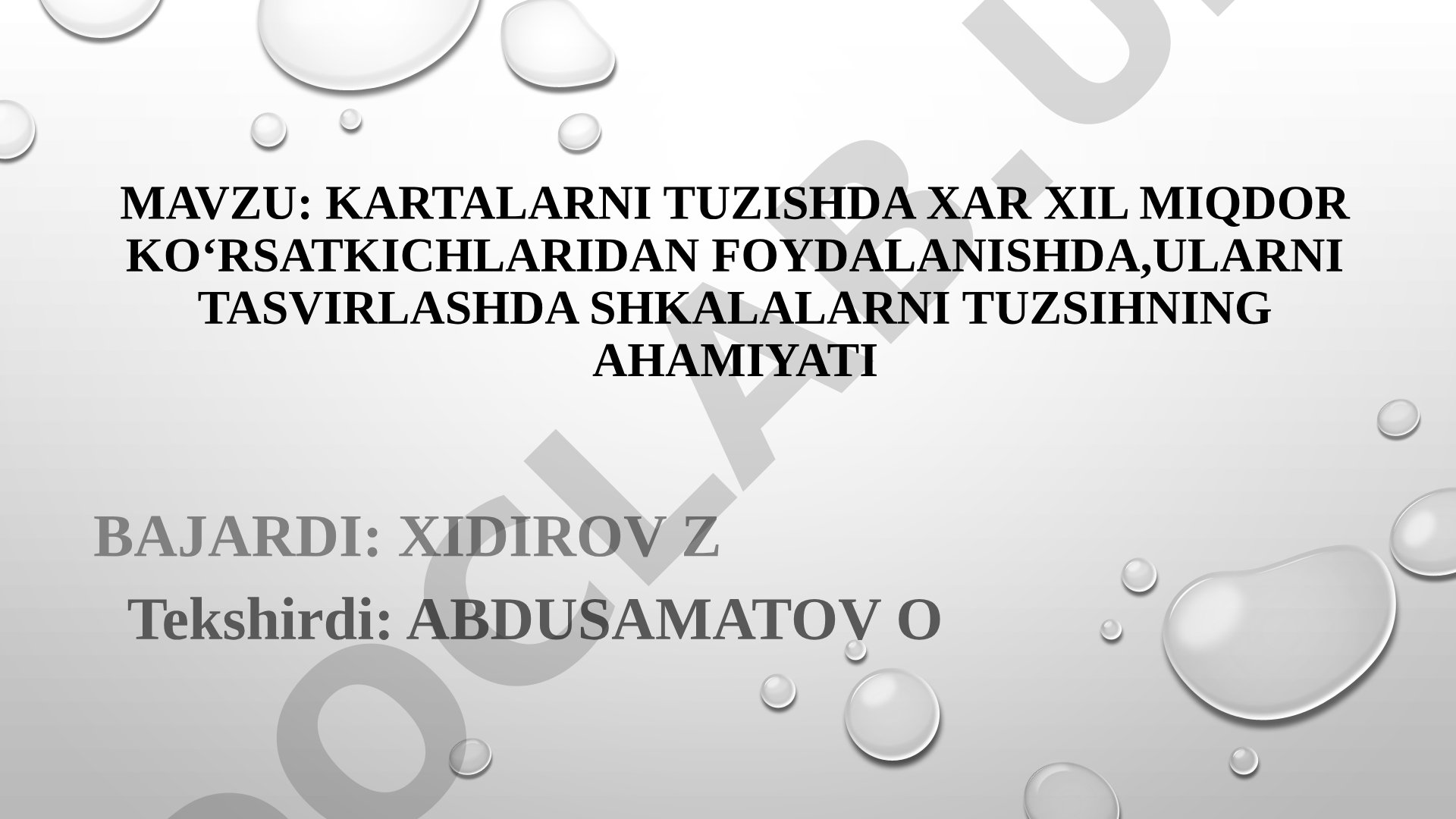 Kartalarni tuzishda miqdoriy ko‘rsatkichlar va shkalalarning ahamiyati