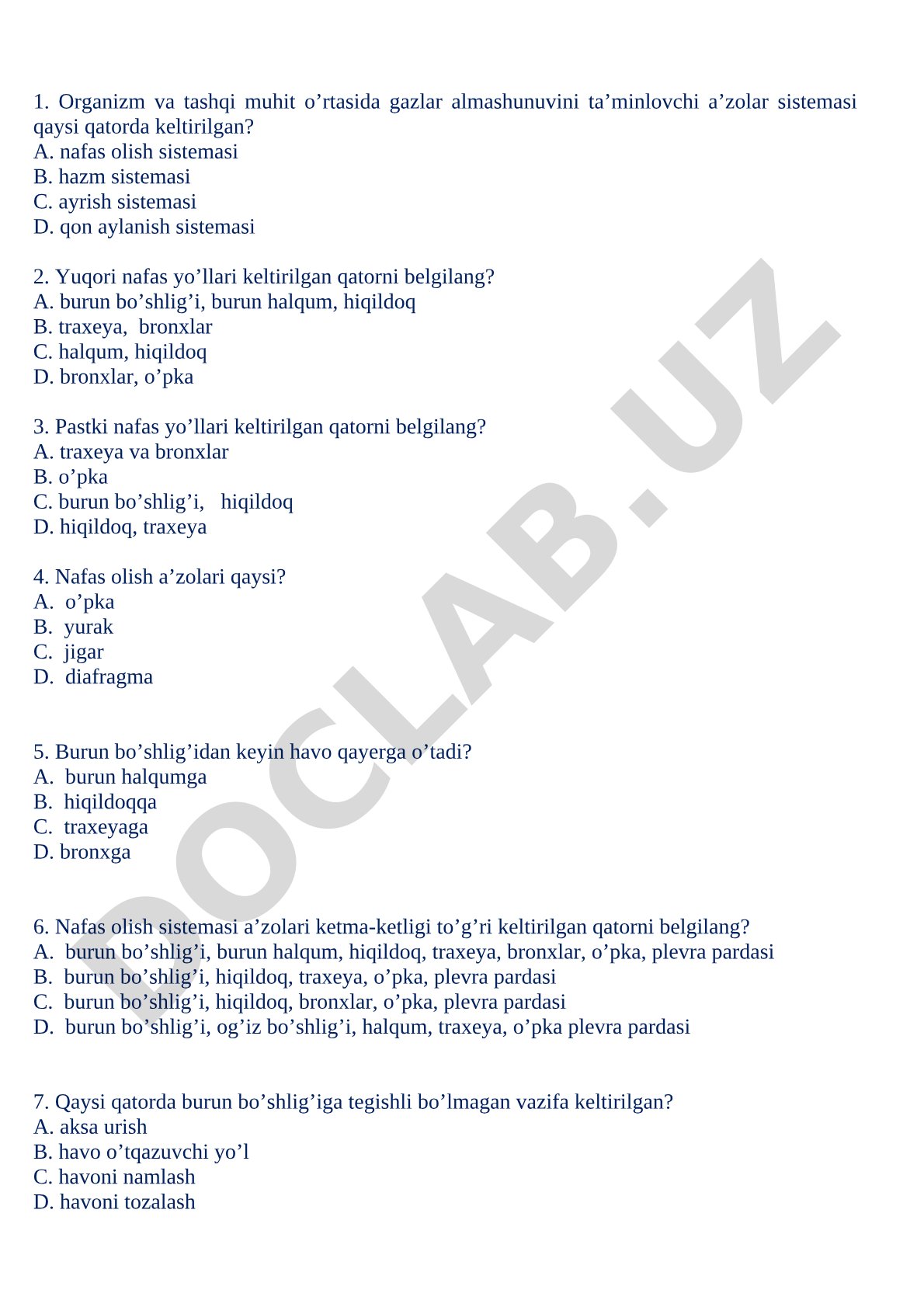 Nafas olish sistemasi