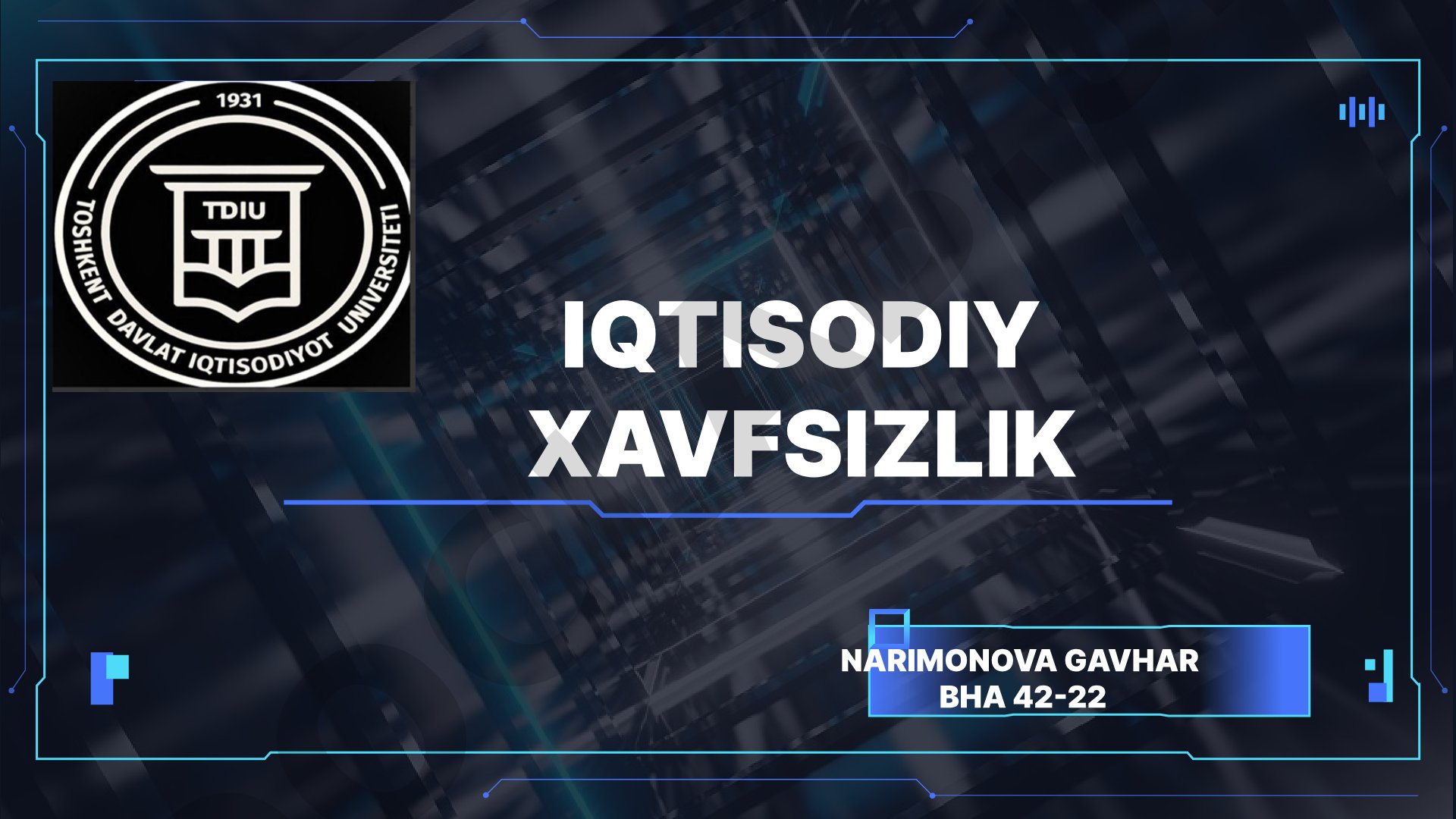 Ishlab chiqarish korxonalarda iqtisodiy xavfsizlik
