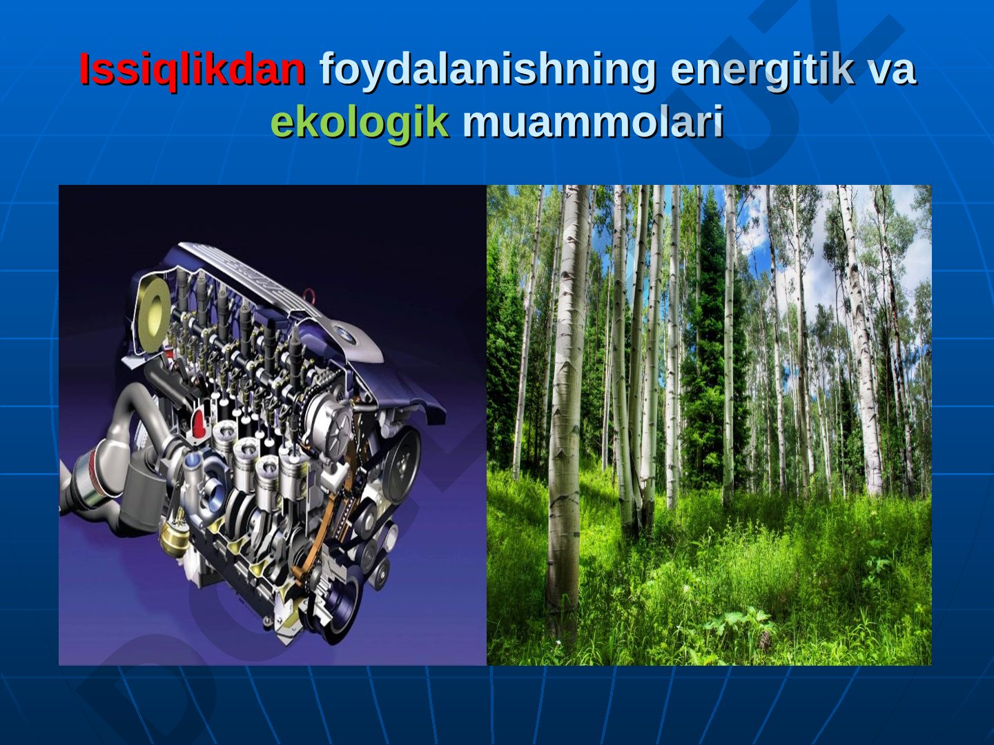 Issiqlikdan foydalanishning energitik va ekologik muammolari
