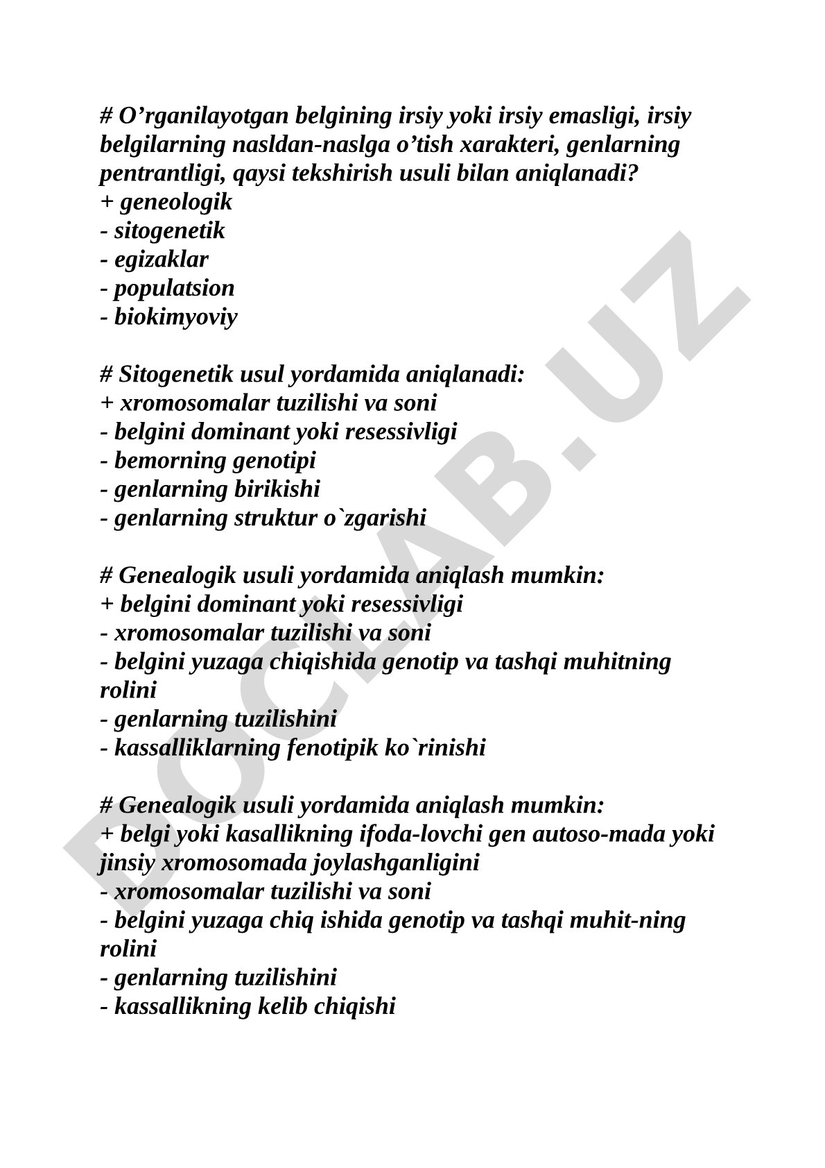 Irsiy belgilar va genetik tekshirish usullari