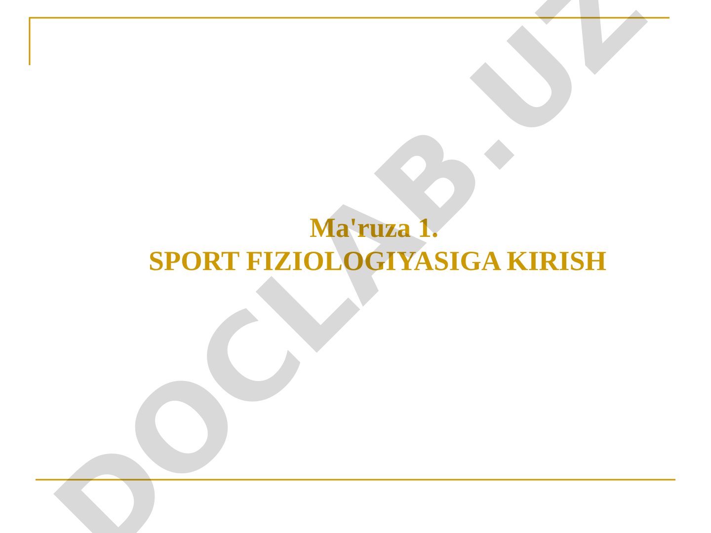 Sport fiziologiyasiga kirish