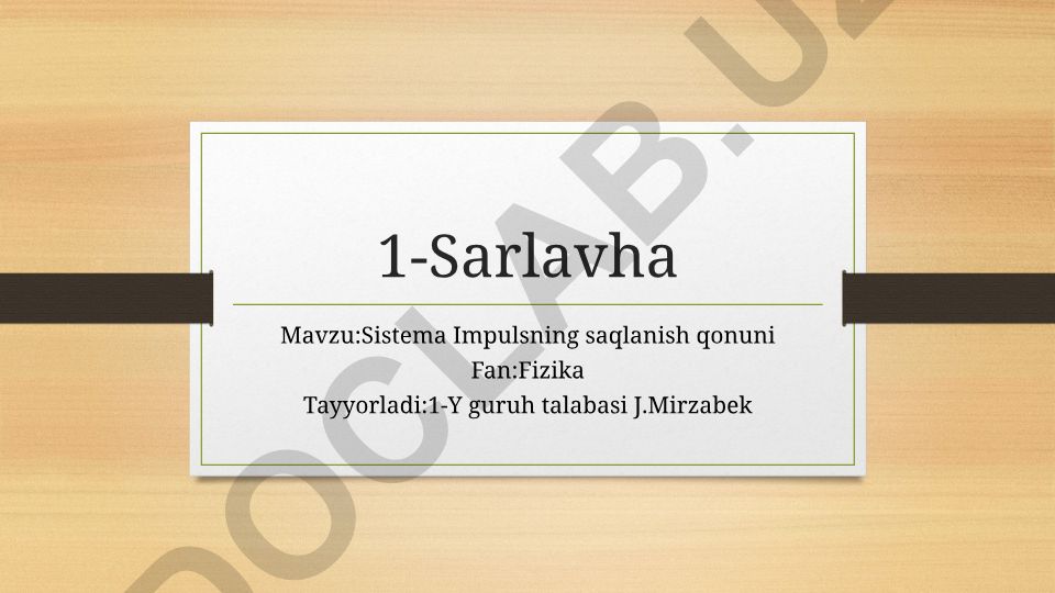 Sistema Impulsning saqlanish qonuni