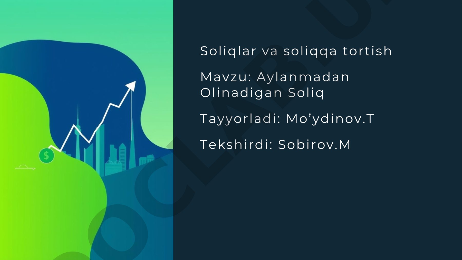 Aylanmadan Olinadigan Soliq Soliqlar va soliqqa tortish
