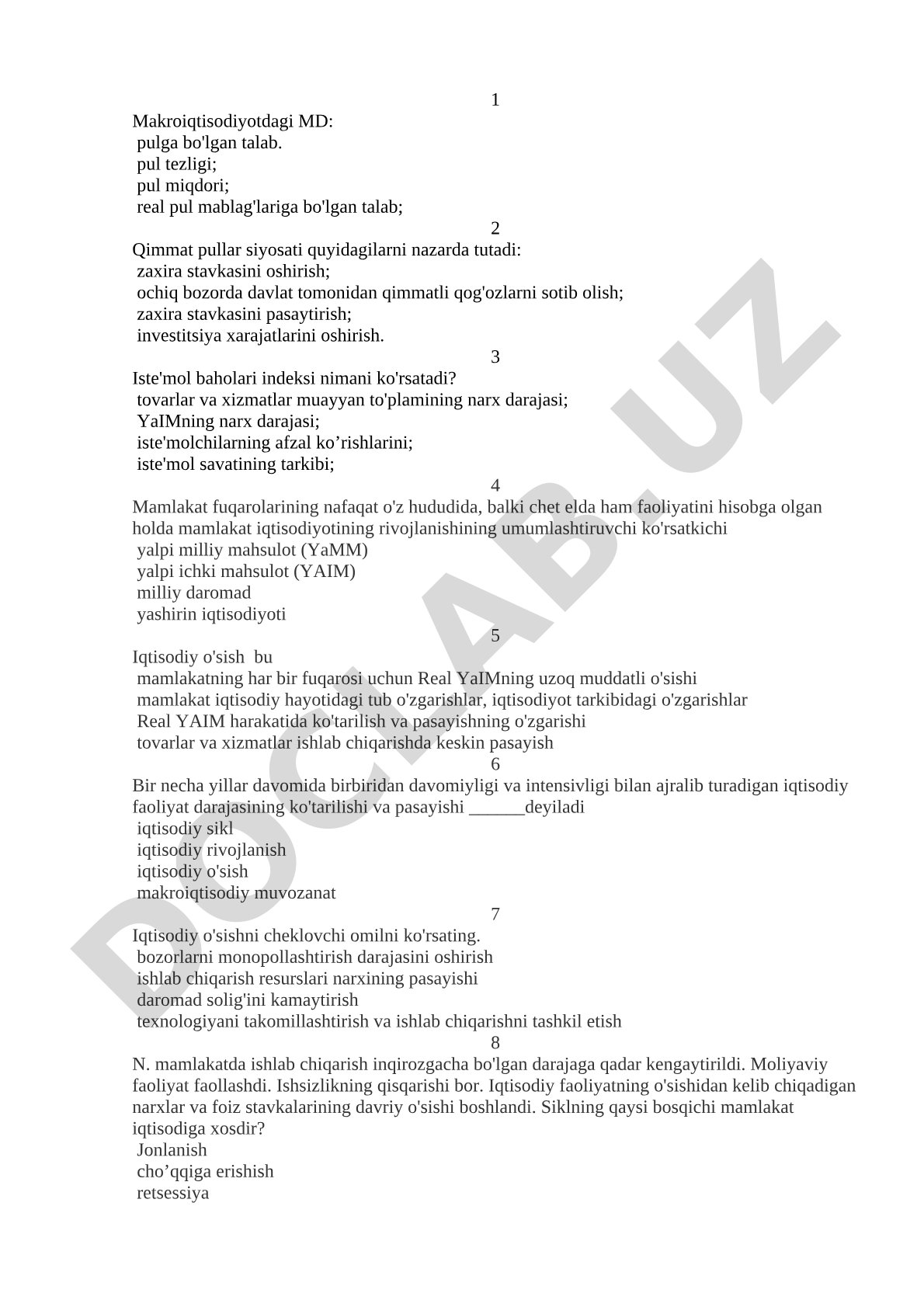 Makroiqtisodiyot: pul talabi, pul siyosati, YaIM va iqtisodiy o'sish