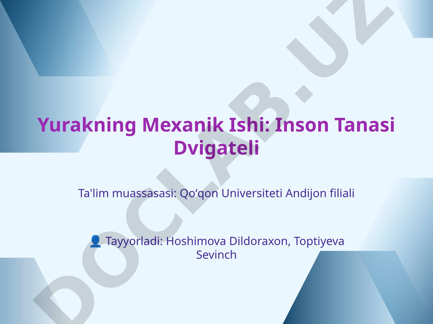 Yurakning Mexanik Ishi: Inson Tanasi Dvigateli