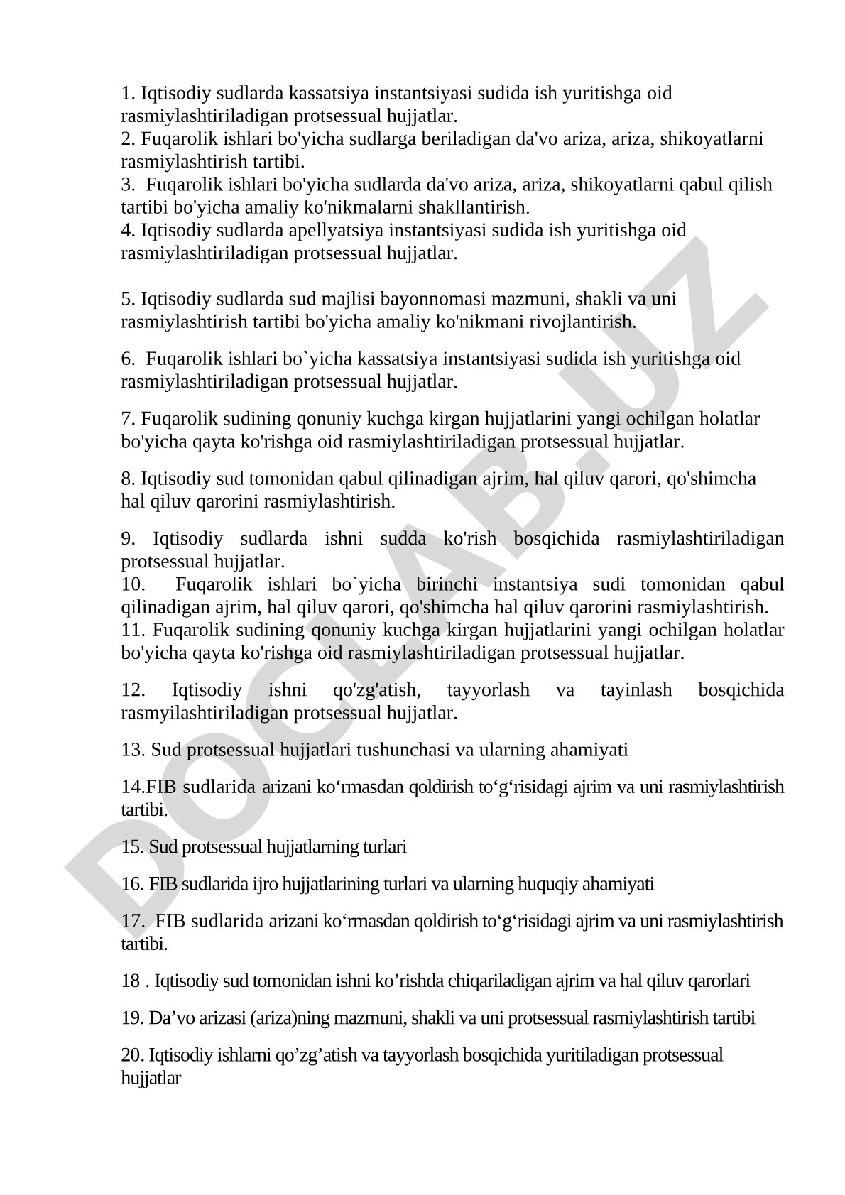 Iqtisodiy va fuqarolik sudlarida ish yuritish tartibi