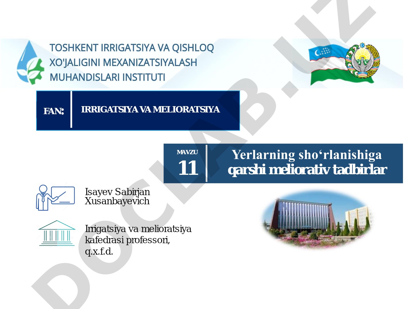 Yerlarning sho‘rlanishiga qarshi meliorativ tadbirlar
