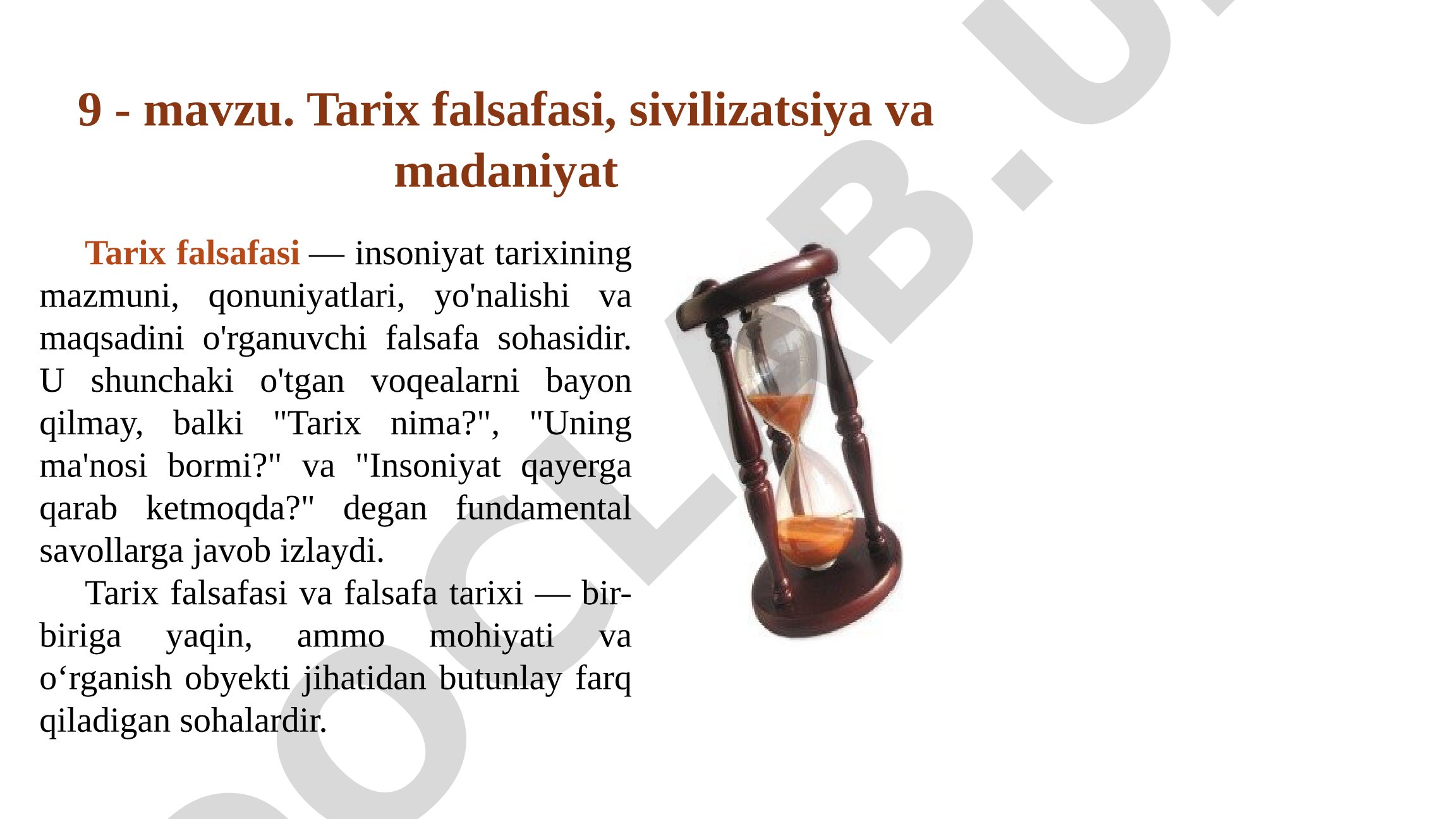 Tarix falsafasi, sivilizatsiya va madaniyat