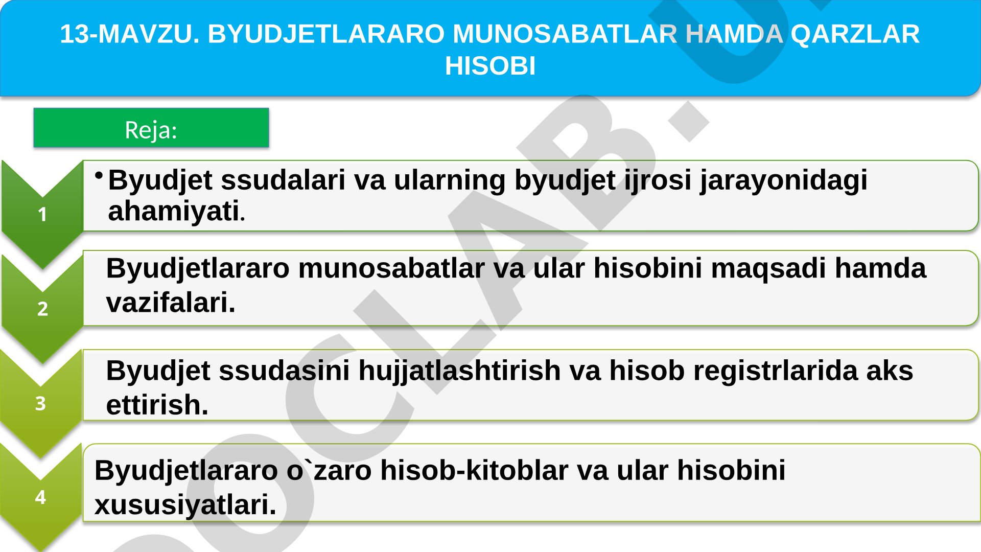 BYUDJETLARARO MUNOSABATLAR HAMDA QARZLAR HISOBI